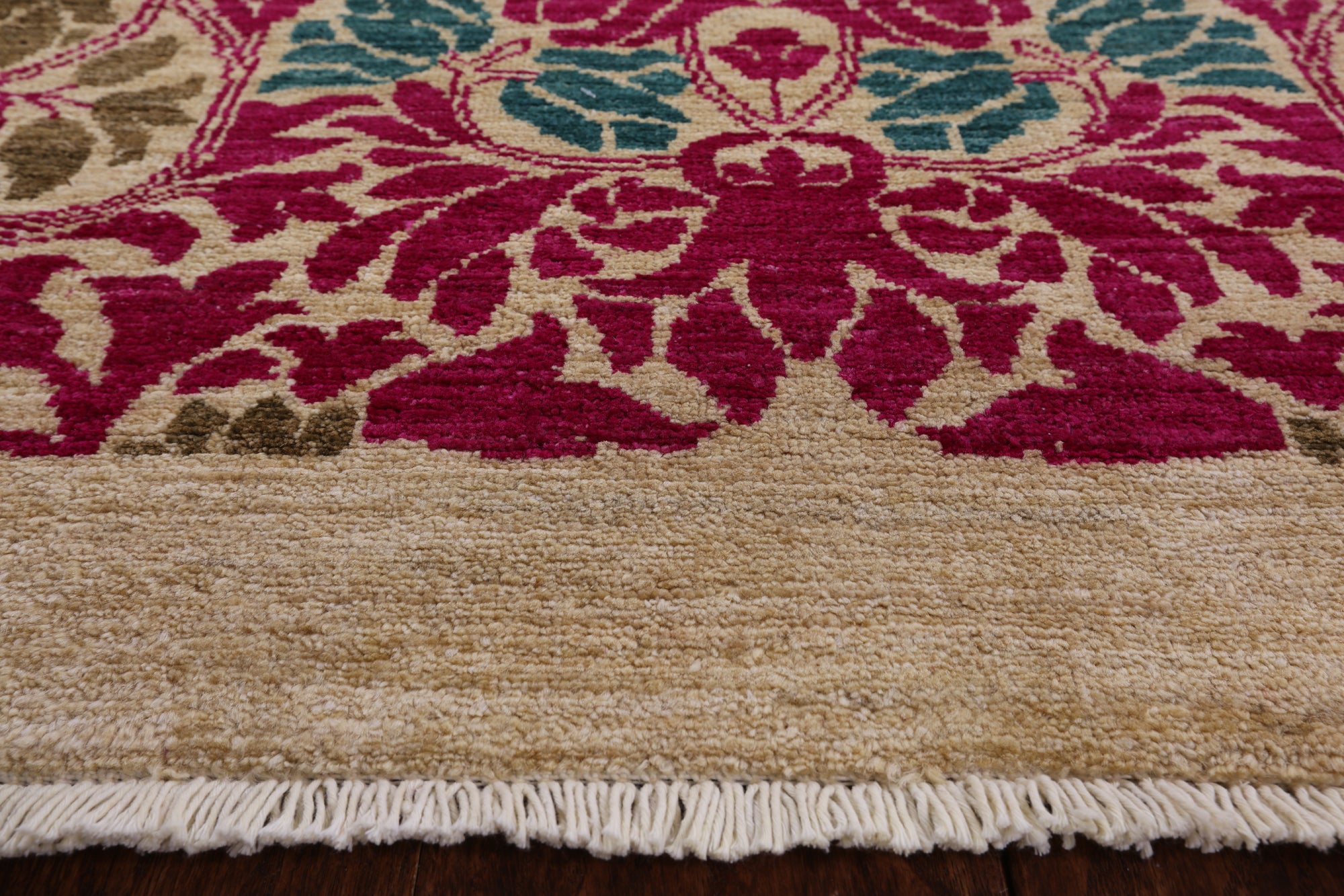 Ivory William Morris Hand Knotted Wool Area Rug - 9' 0" X 11' 9" - Golden Nile