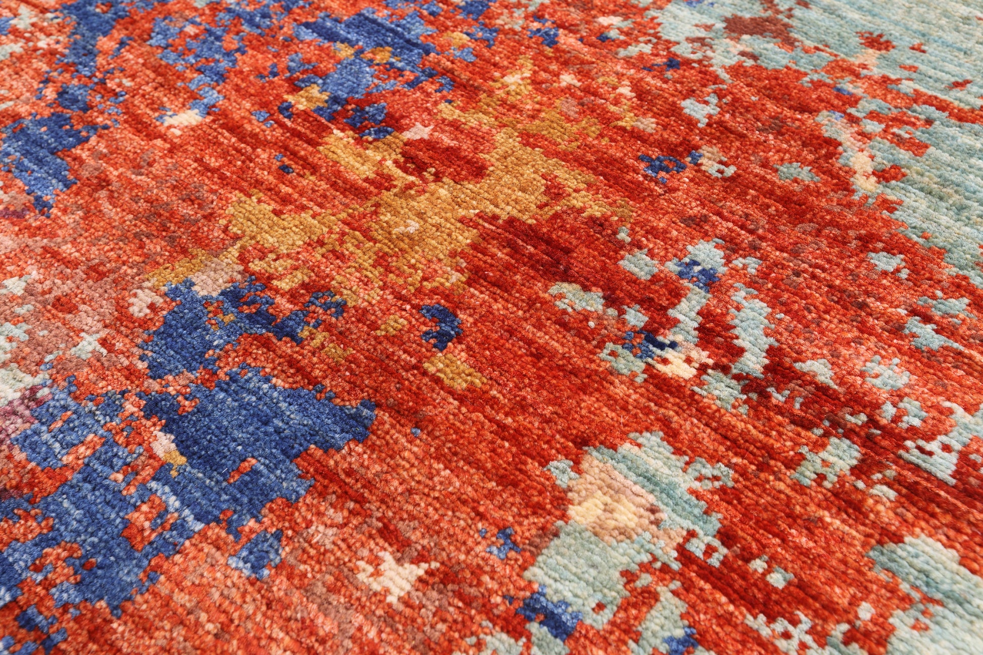 Abstract Contemporary Hand Knotted Wool Rug - 8' 4" X 9' 7" - Golden Nile