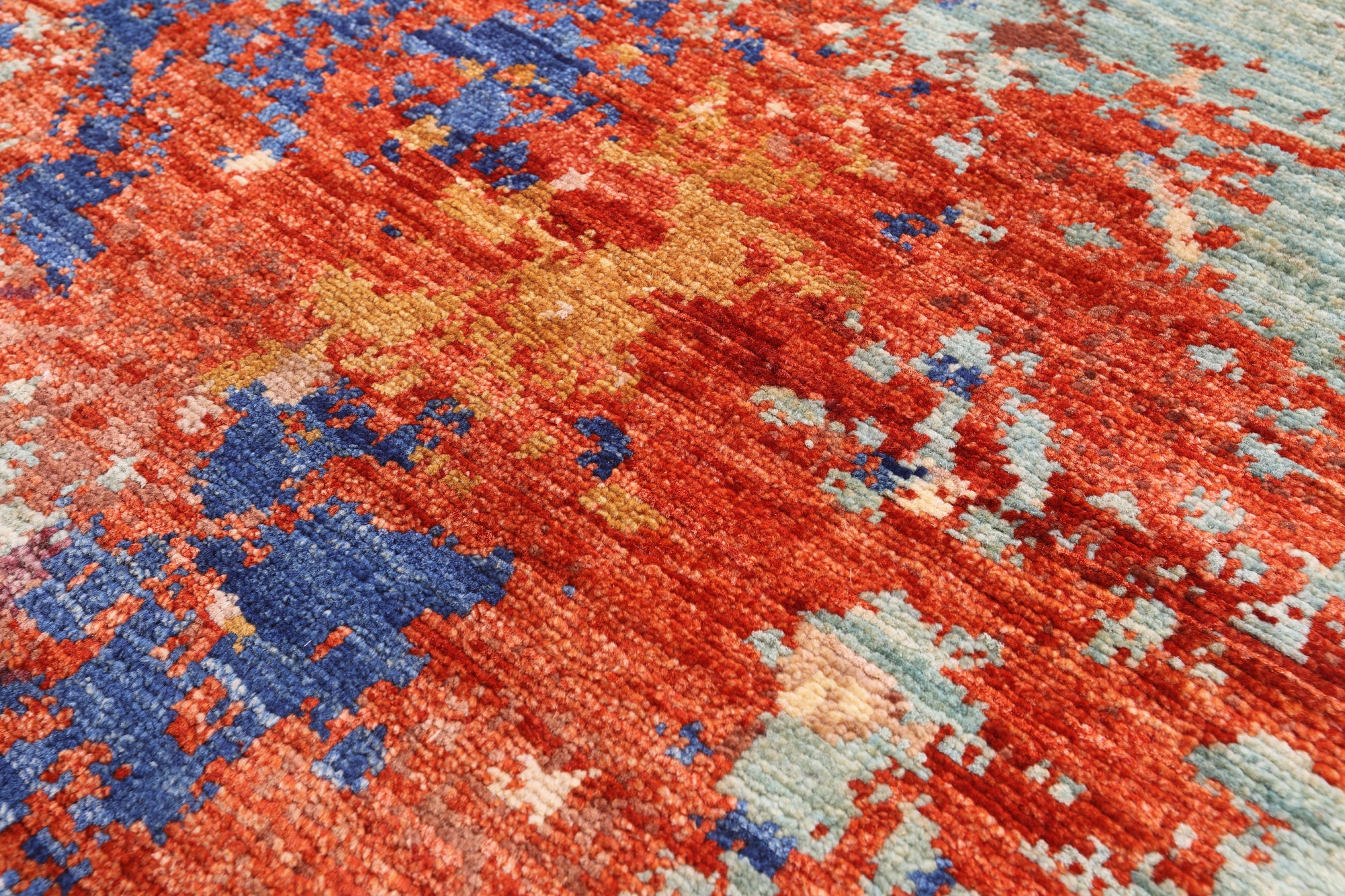 Abstract Contemporary Hand Knotted Wool Rug - 8' 4" X 9' 7" - Golden Nile