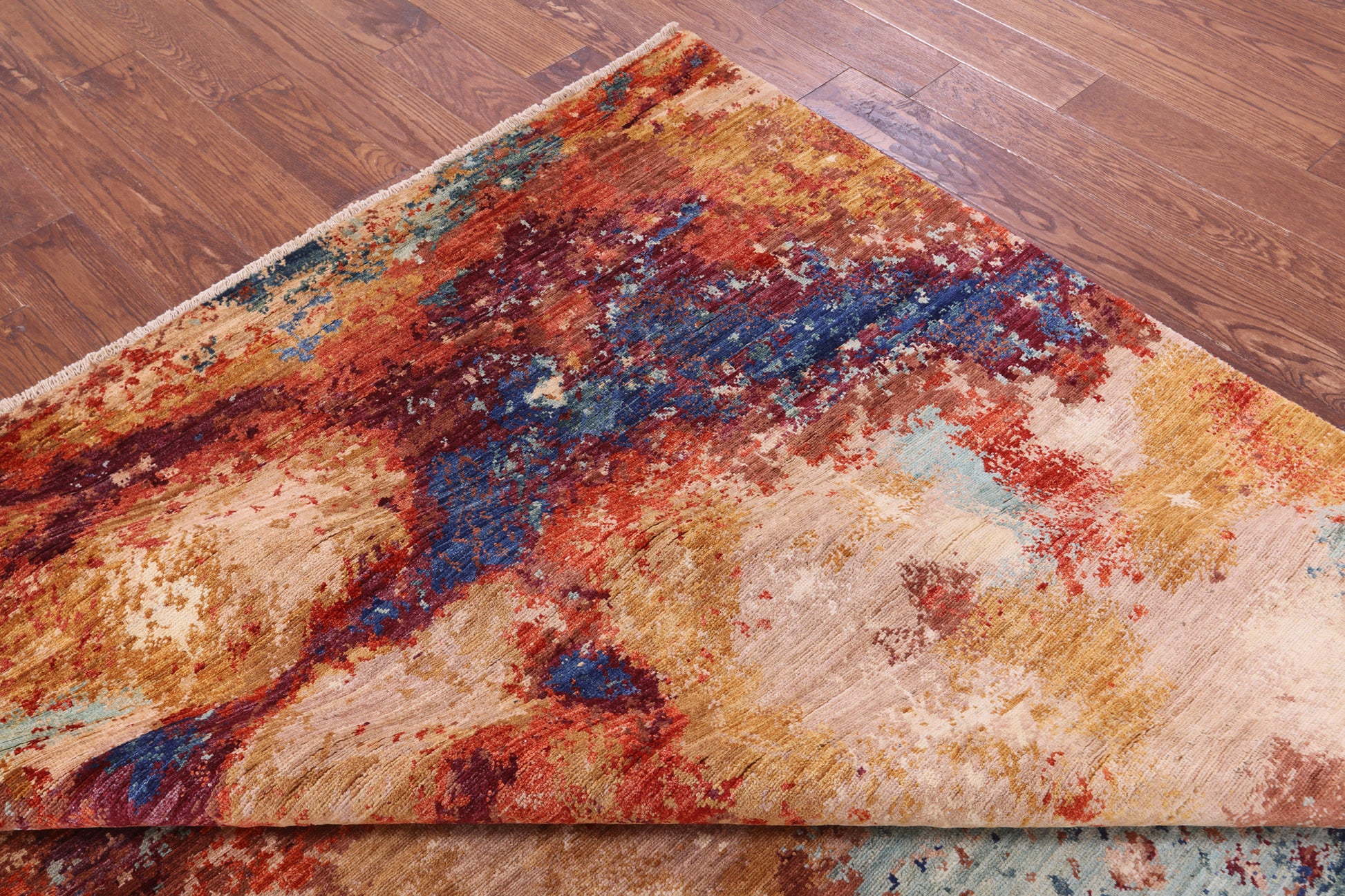 Abstract Contemporary Hand Knotted Wool Rug - 8' 4" X 9' 7" - Golden Nile
