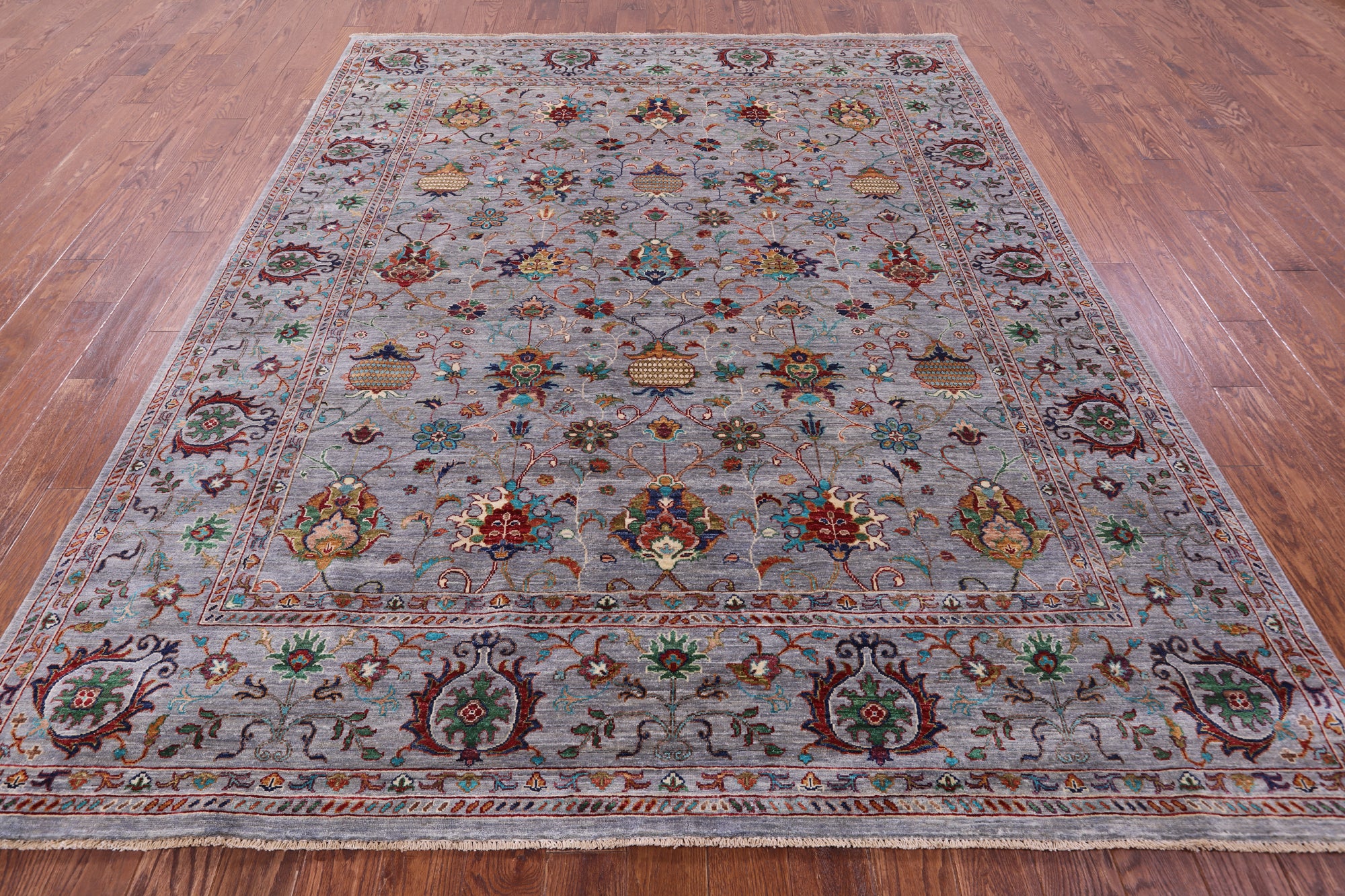 Grey Peshawar Hand Knotted Wool Rug - 8' 1" X 10' 0" - Golden Nile