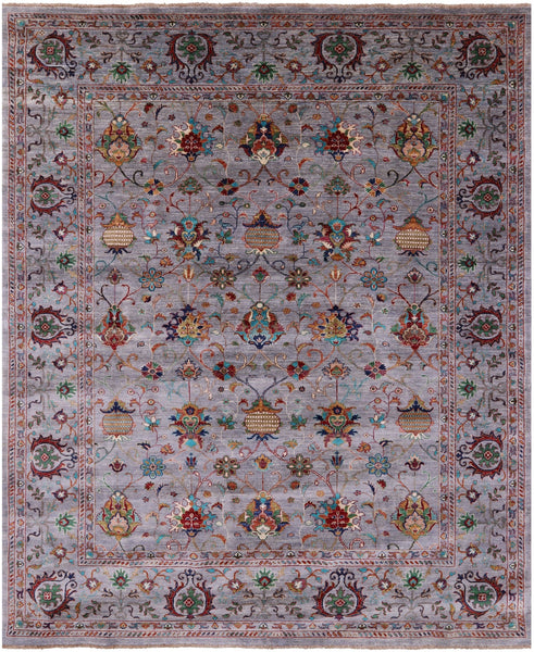 Grey Peshawar Hand Knotted Wool Rug - 8' 1" X 10' 0" - Golden Nile