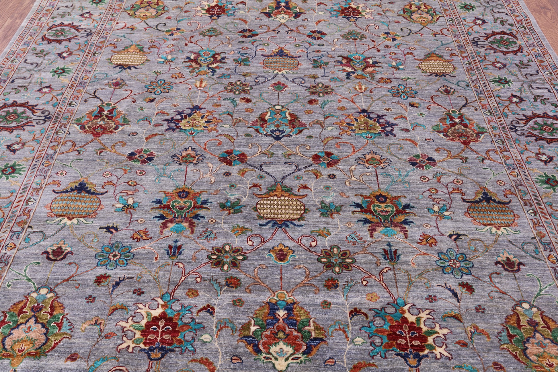 Grey Peshawar Hand Knotted Wool Rug - 8' 1" X 10' 0" - Golden Nile