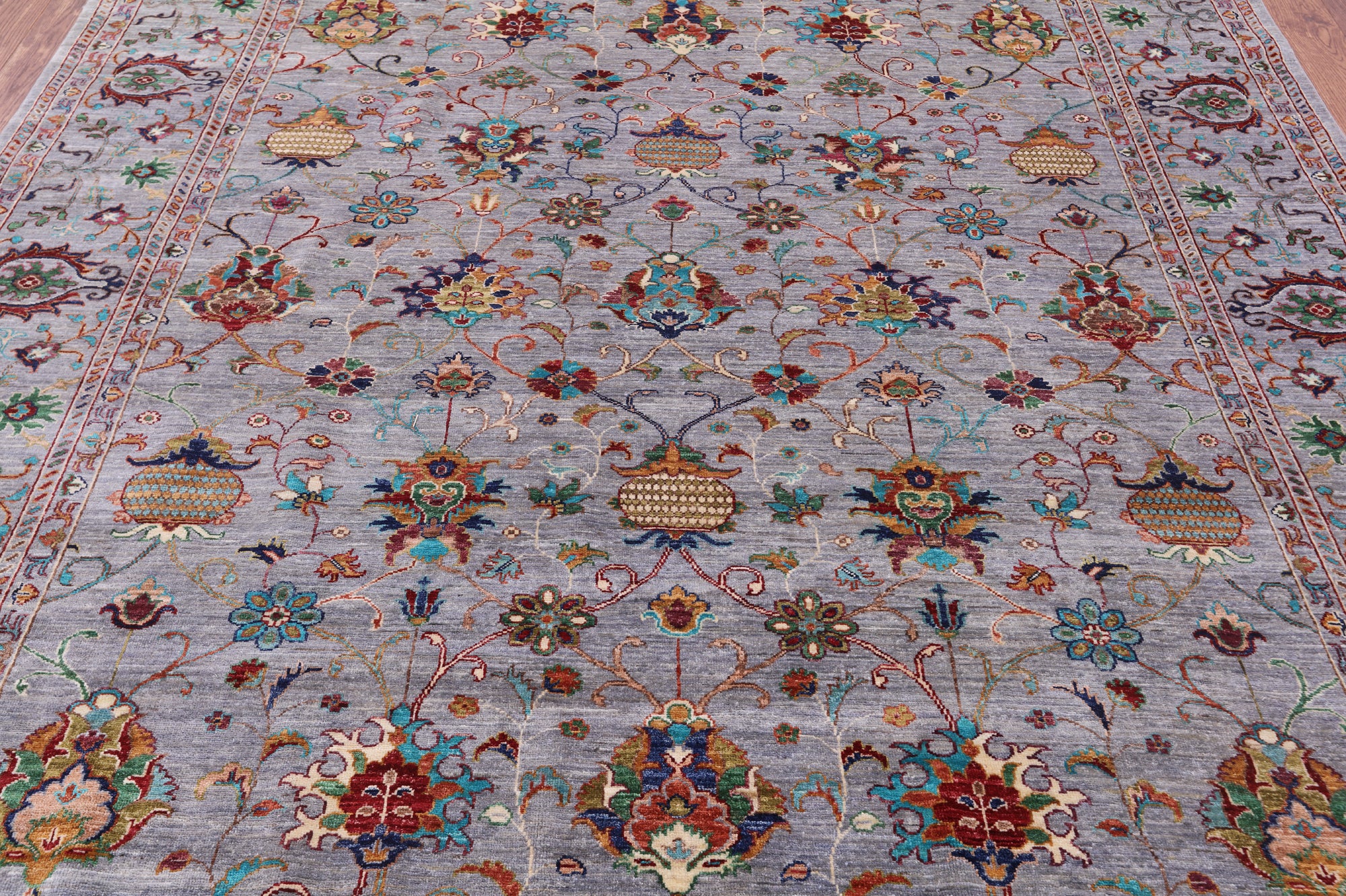 Grey Peshawar Hand Knotted Wool Rug - 8' 1" X 10' 0" - Golden Nile