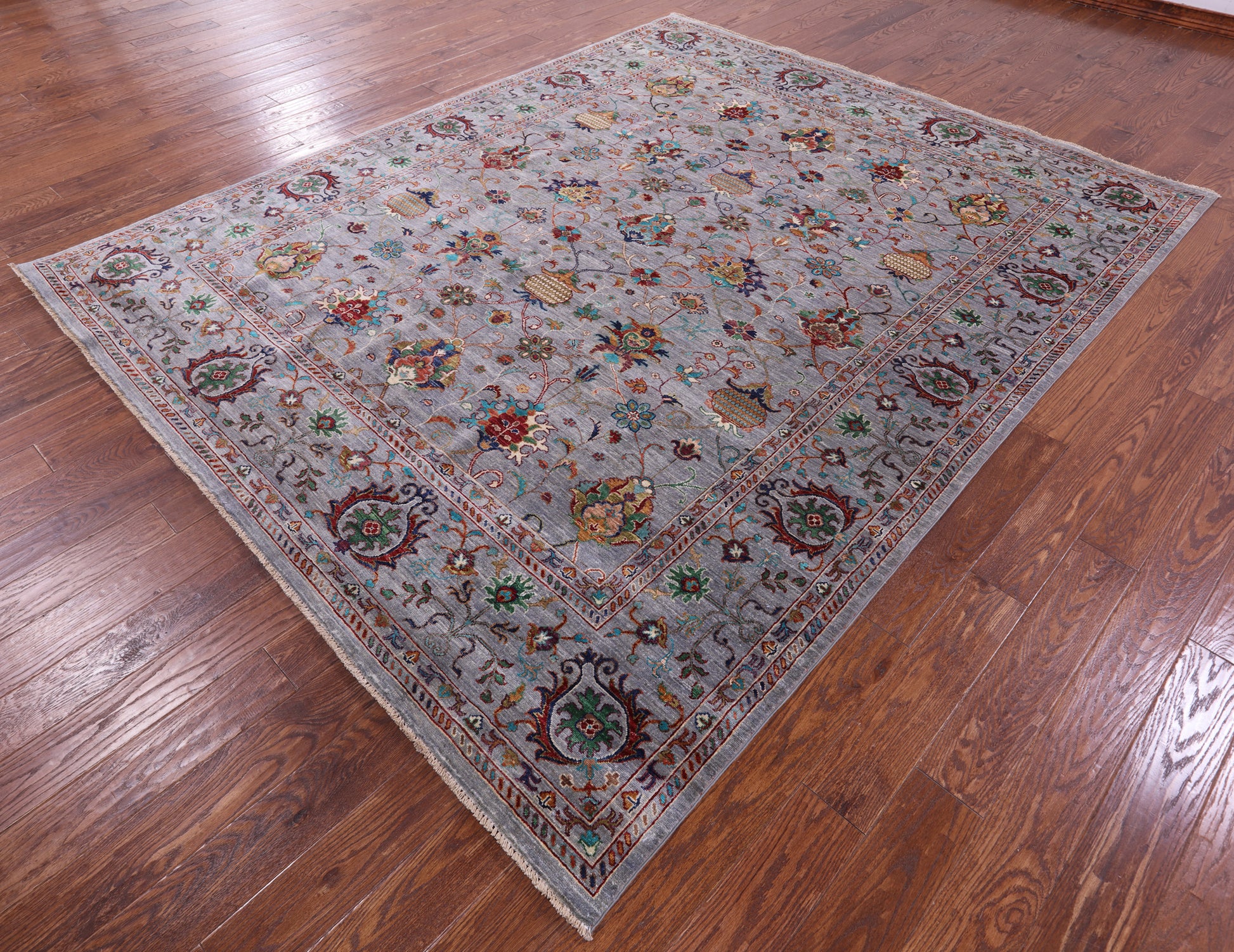 Grey Peshawar Hand Knotted Wool Rug - 8' 1" X 10' 0" - Golden Nile
