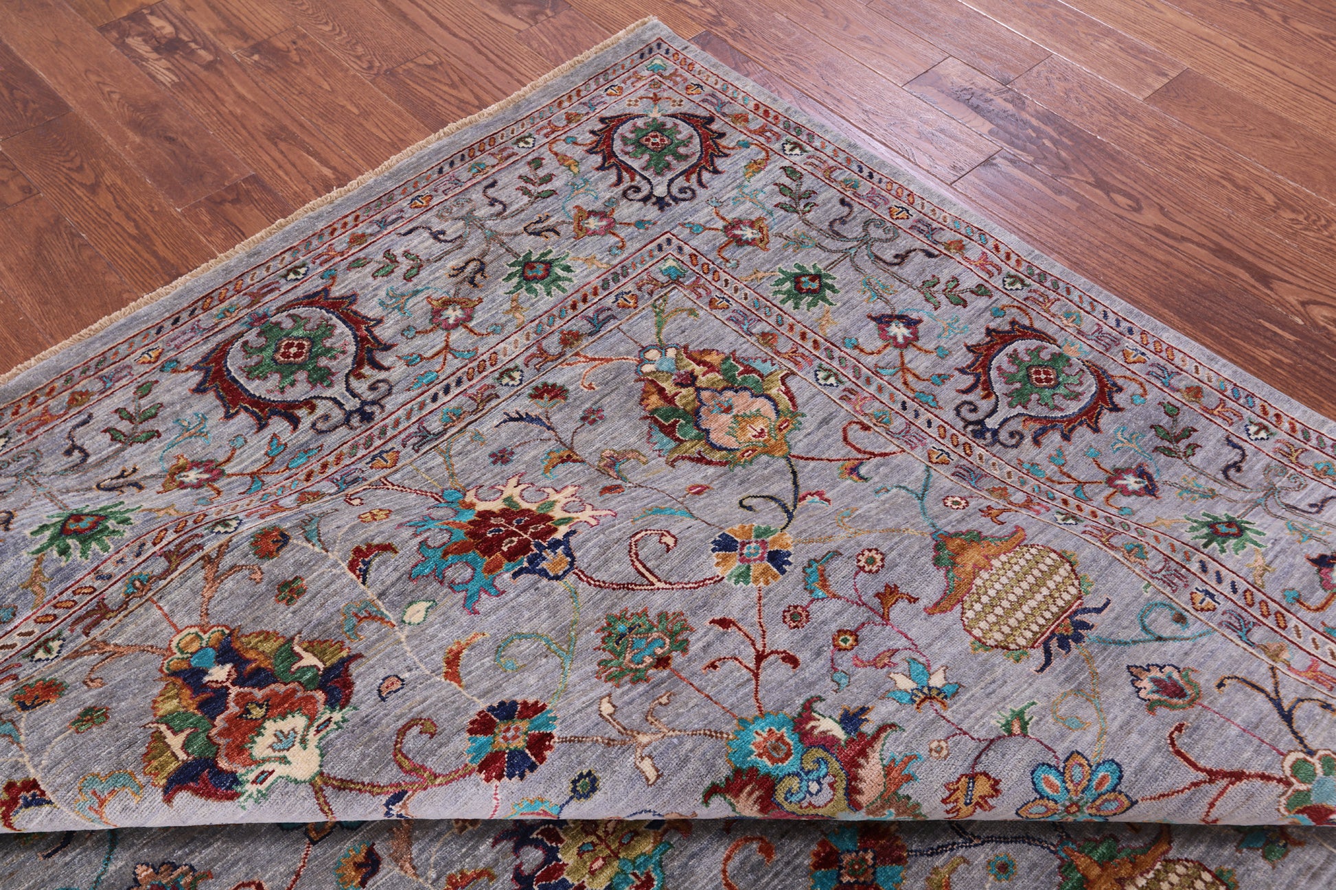 Grey Peshawar Hand Knotted Wool Rug - 8' 1" X 10' 0" - Golden Nile
