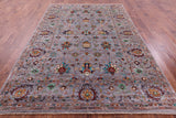Grey Peshawar Hand Knotted Wool Rug - 6' 8" X 9' 10" - Golden Nile