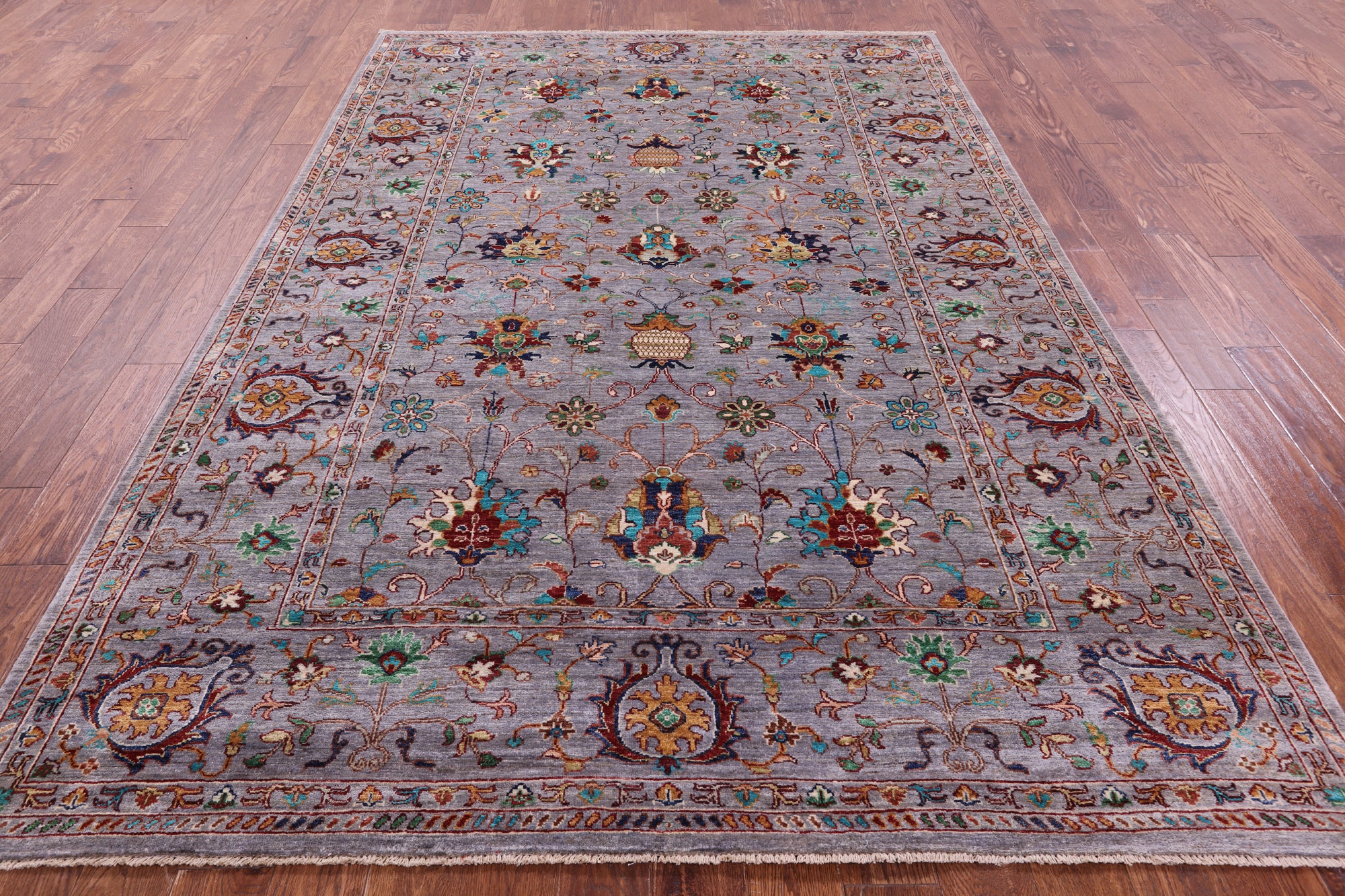 Grey Peshawar Hand Knotted Wool Rug - 6' 8" X 9' 10" - Golden Nile