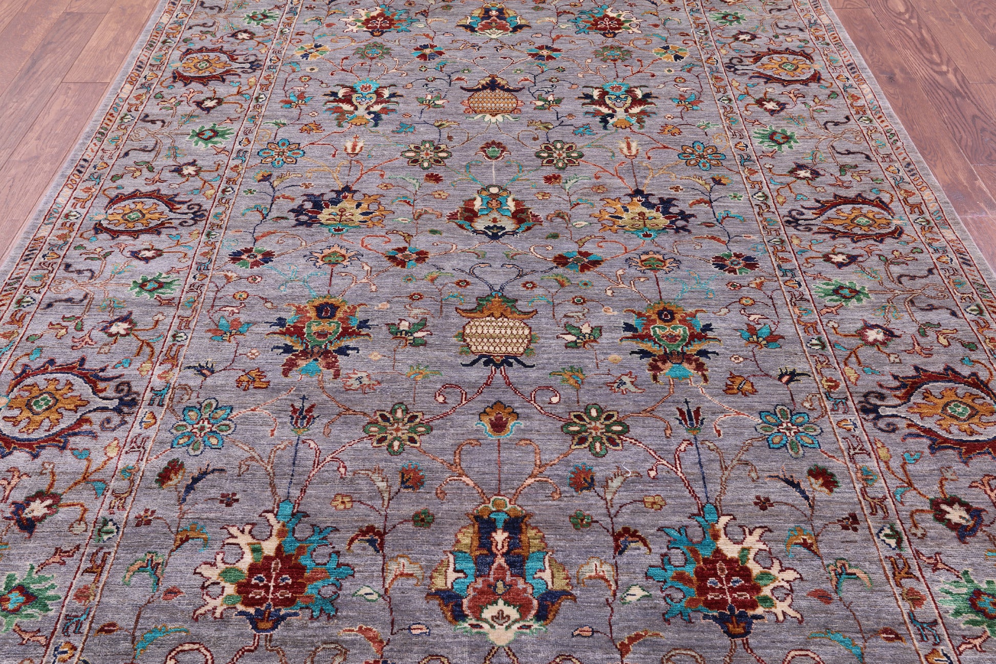 Grey Peshawar Hand Knotted Wool Rug - 6' 8" X 9' 10" - Golden Nile