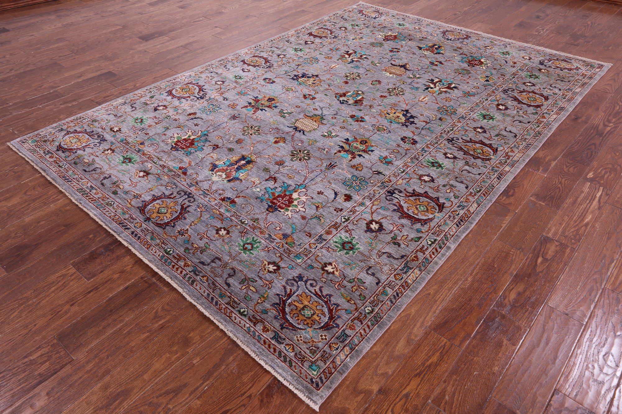 Grey Peshawar Hand Knotted Wool Rug - 6' 8" X 9' 10" - Golden Nile