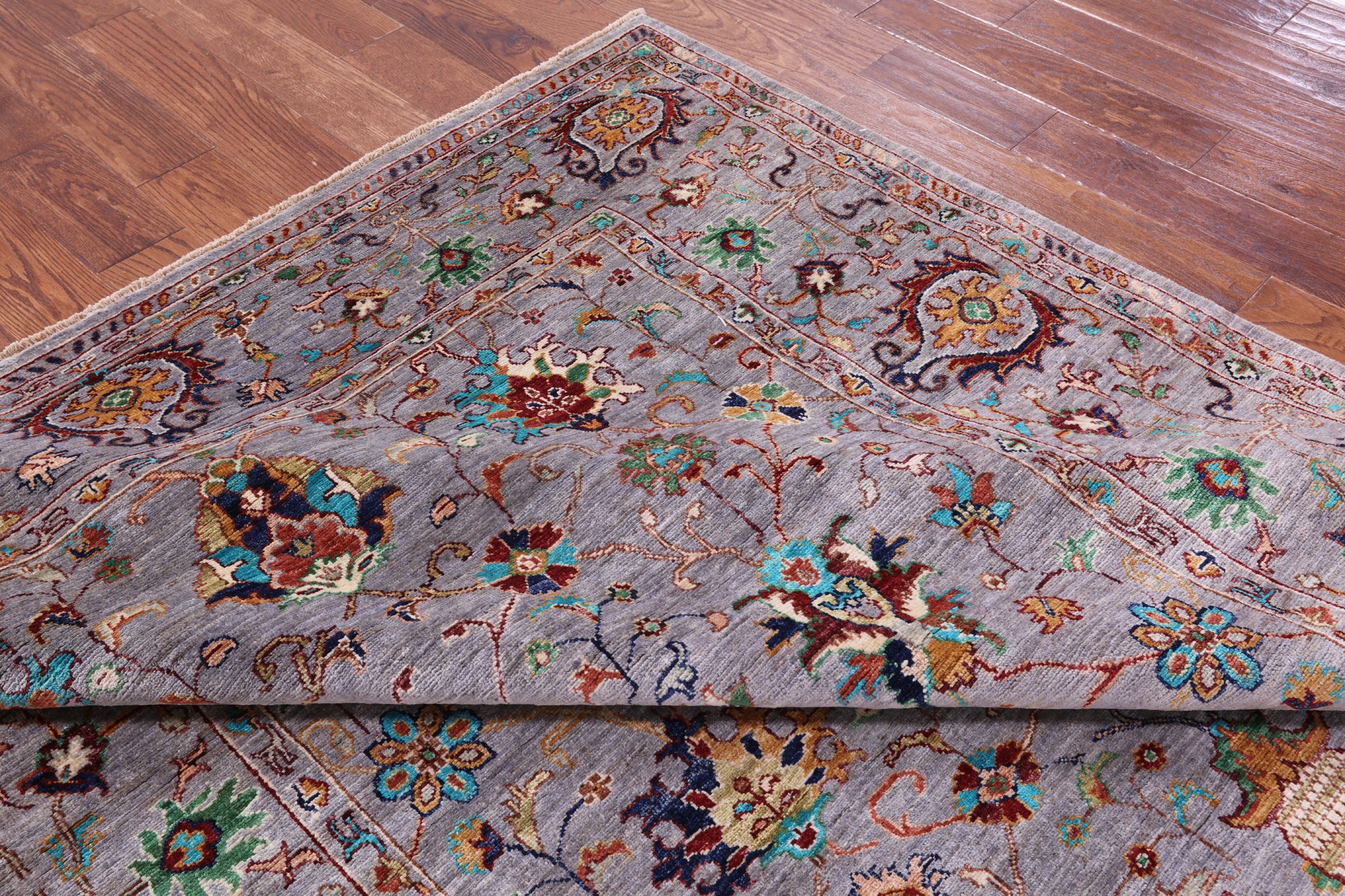 Grey Peshawar Hand Knotted Wool Rug - 6' 8" X 9' 10" - Golden Nile