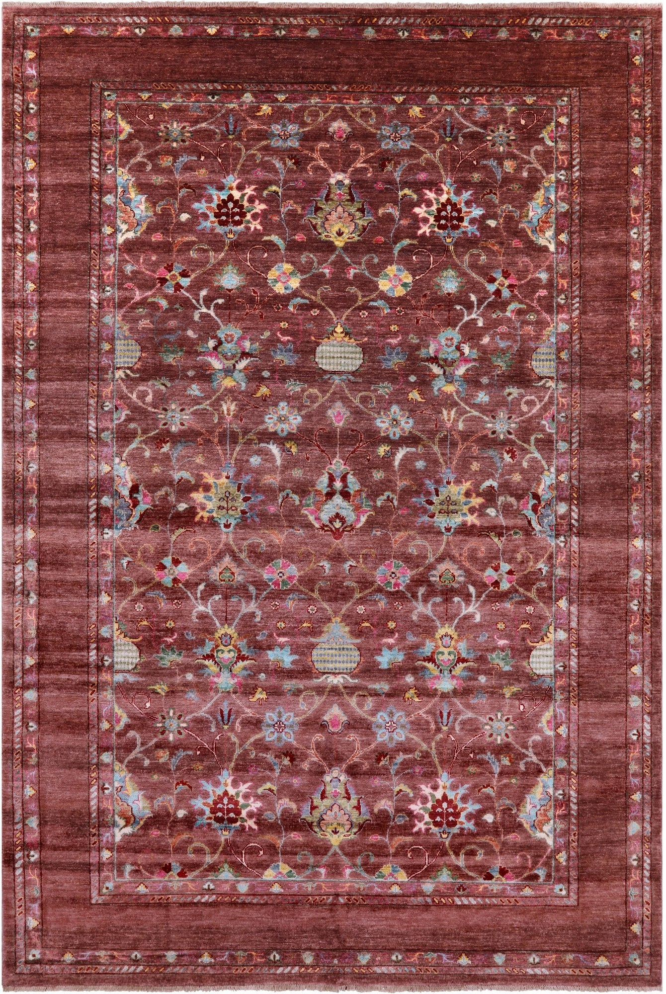 Brown Peshawar Hand Knotted Wool Rug - 6' 10" X 10' 2" - Golden Nile