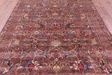 Brown Peshawar Hand Knotted Wool Rug - 6' 10" X 10' 2" - Golden Nile