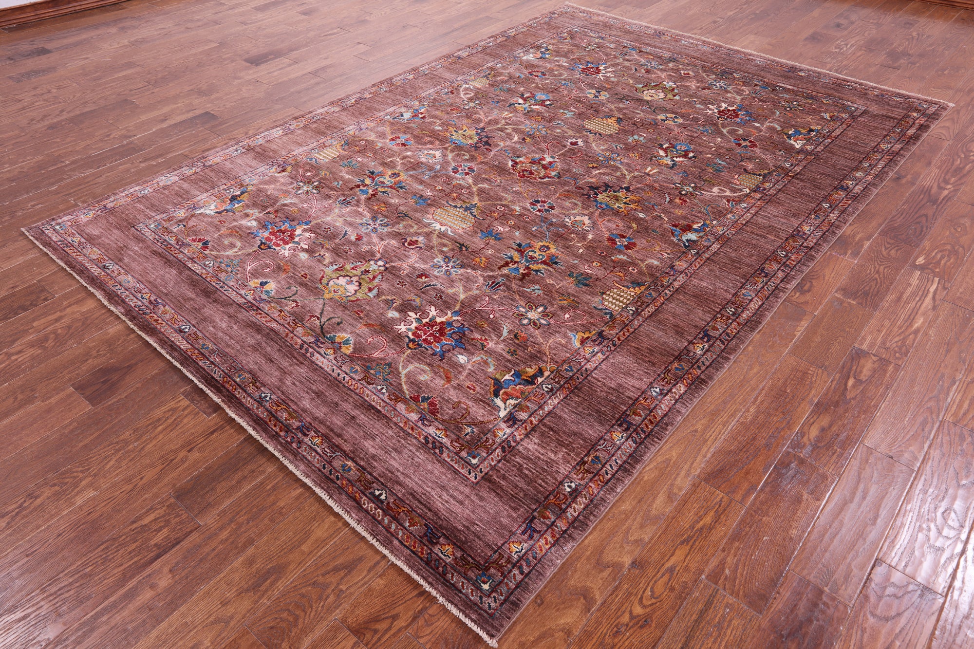 Brown Peshawar Hand Knotted Wool Rug - 6' 10" X 10' 2" - Golden Nile