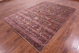Brown Peshawar Hand Knotted Wool Rug - 6' 10" X 10' 2" - Golden Nile