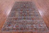 Grey Peshawar Hand Knotted Wool Rug - 6' 10" X 10' 1" - Golden Nile