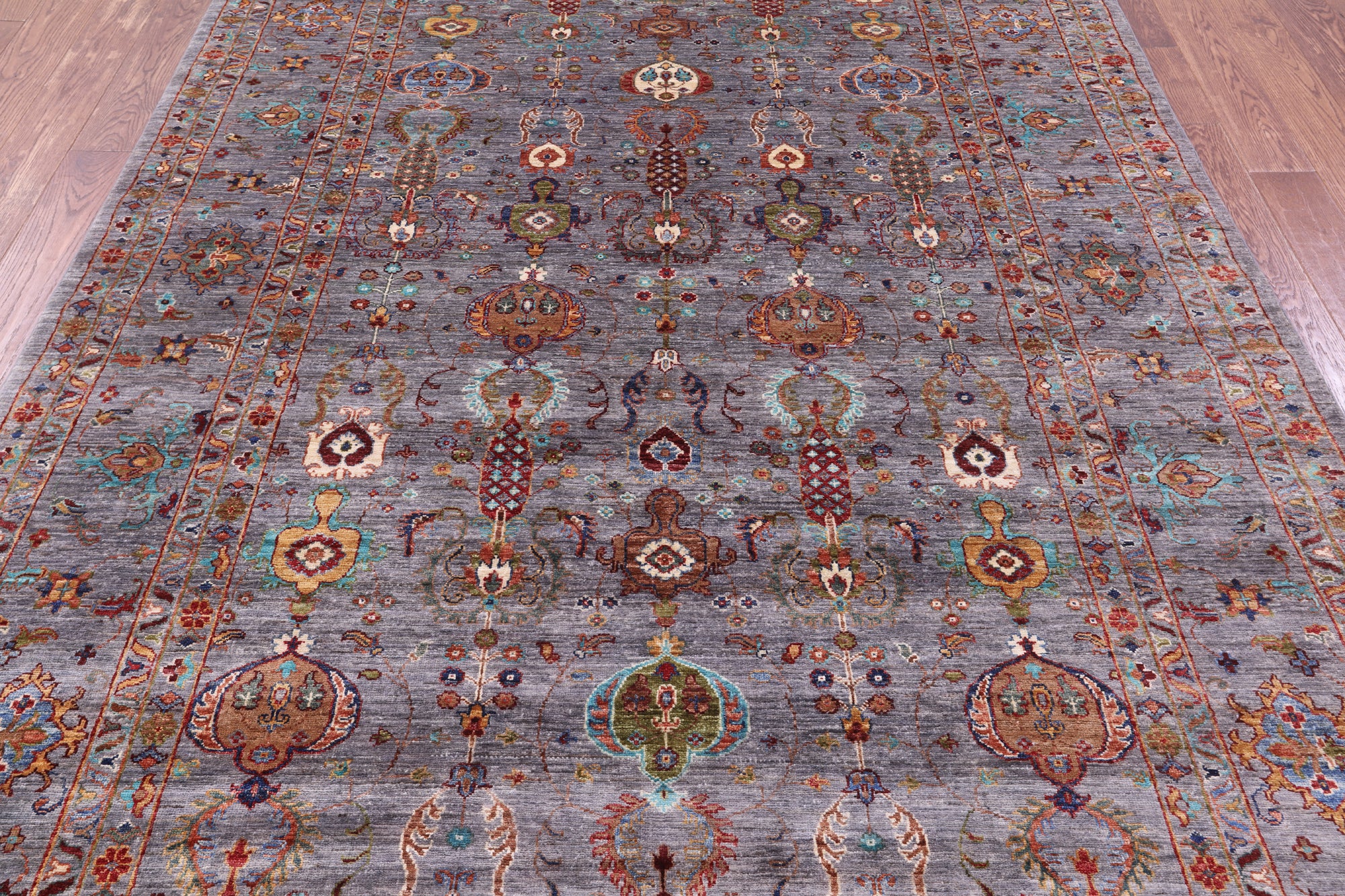 Grey Peshawar Hand Knotted Wool Rug - 6' 10" X 10' 1" - Golden Nile
