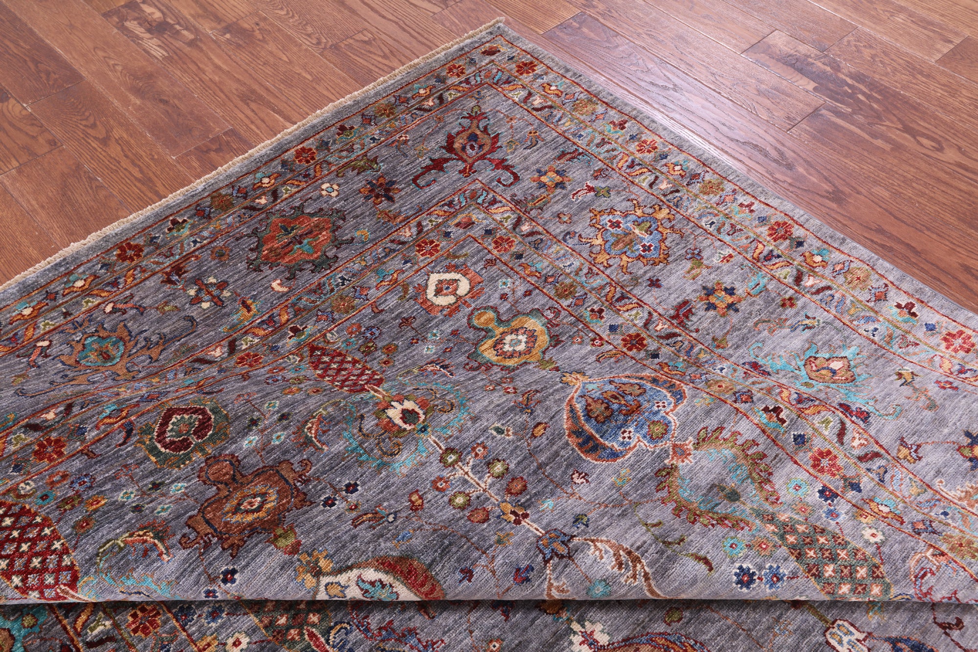 Grey Peshawar Hand Knotted Wool Rug - 6' 10" X 10' 1" - Golden Nile