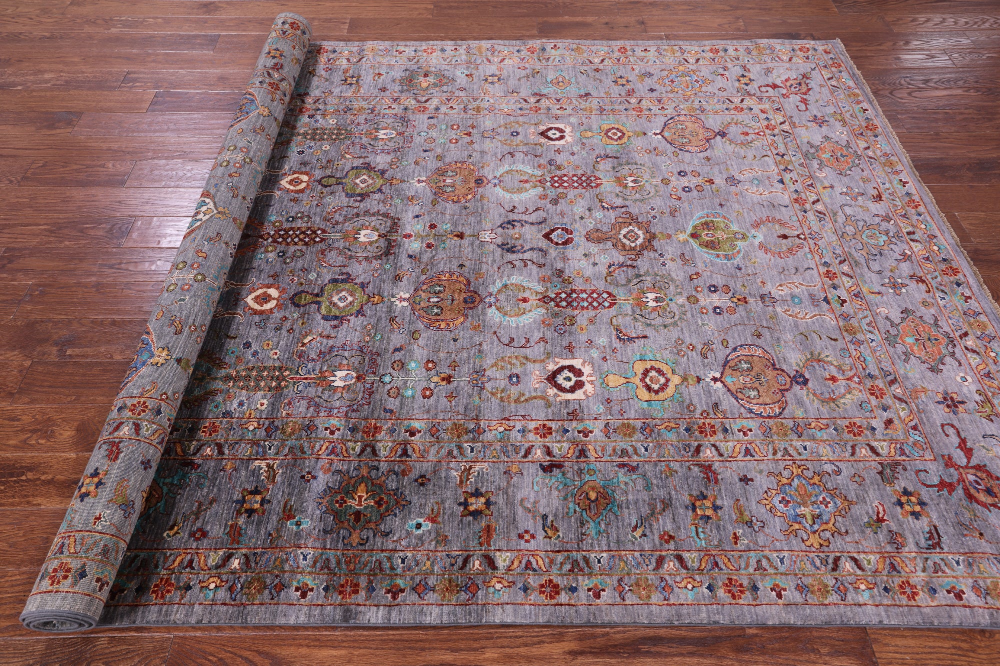 Grey Peshawar Hand Knotted Wool Rug - 6' 10" X 10' 1" - Golden Nile