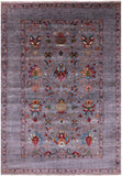 Grey Peshawar Hand Knotted Wool Rug - 5' 7" X 8' 1" - Golden Nile