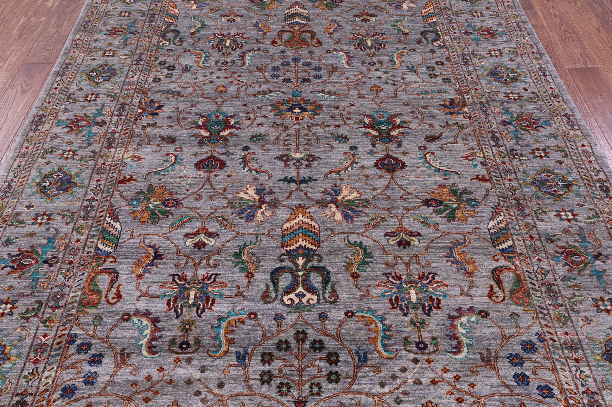 Grey Peshawar Hand Knotted Wool Rug - 6' 10" X 9' 10" - Golden Nile