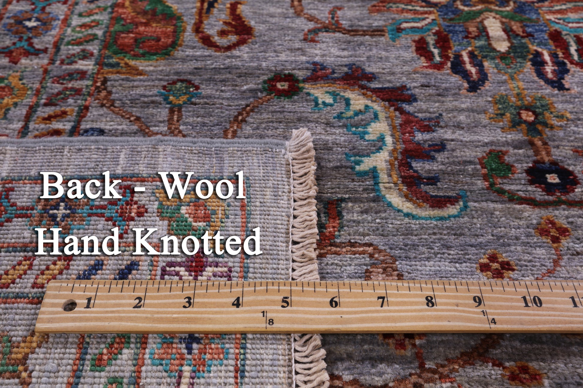 Grey Peshawar Hand Knotted Wool Rug - 6' 10" X 9' 10" - Golden Nile