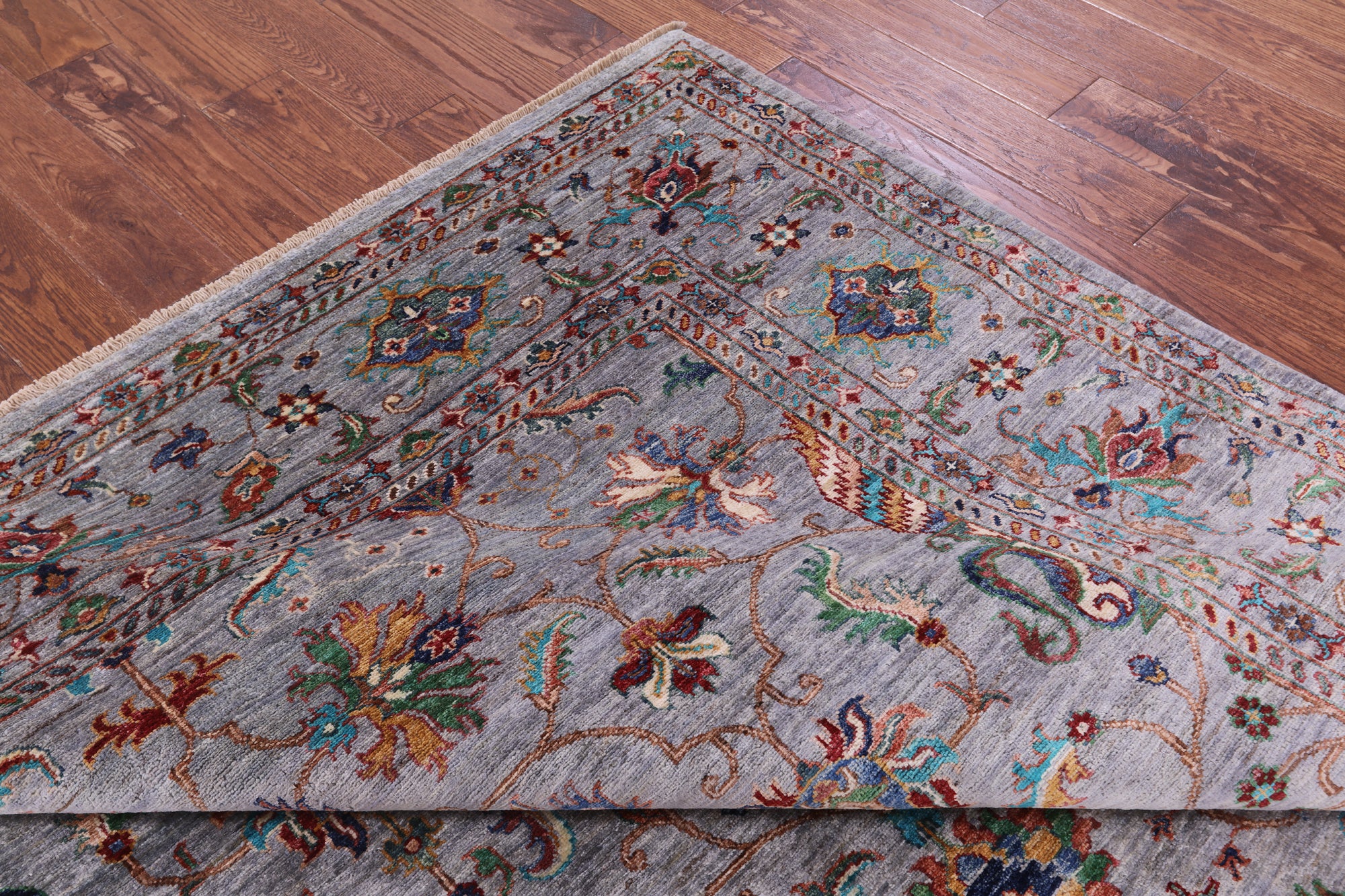 Grey Peshawar Hand Knotted Wool Rug - 6' 10" X 9' 10" - Golden Nile