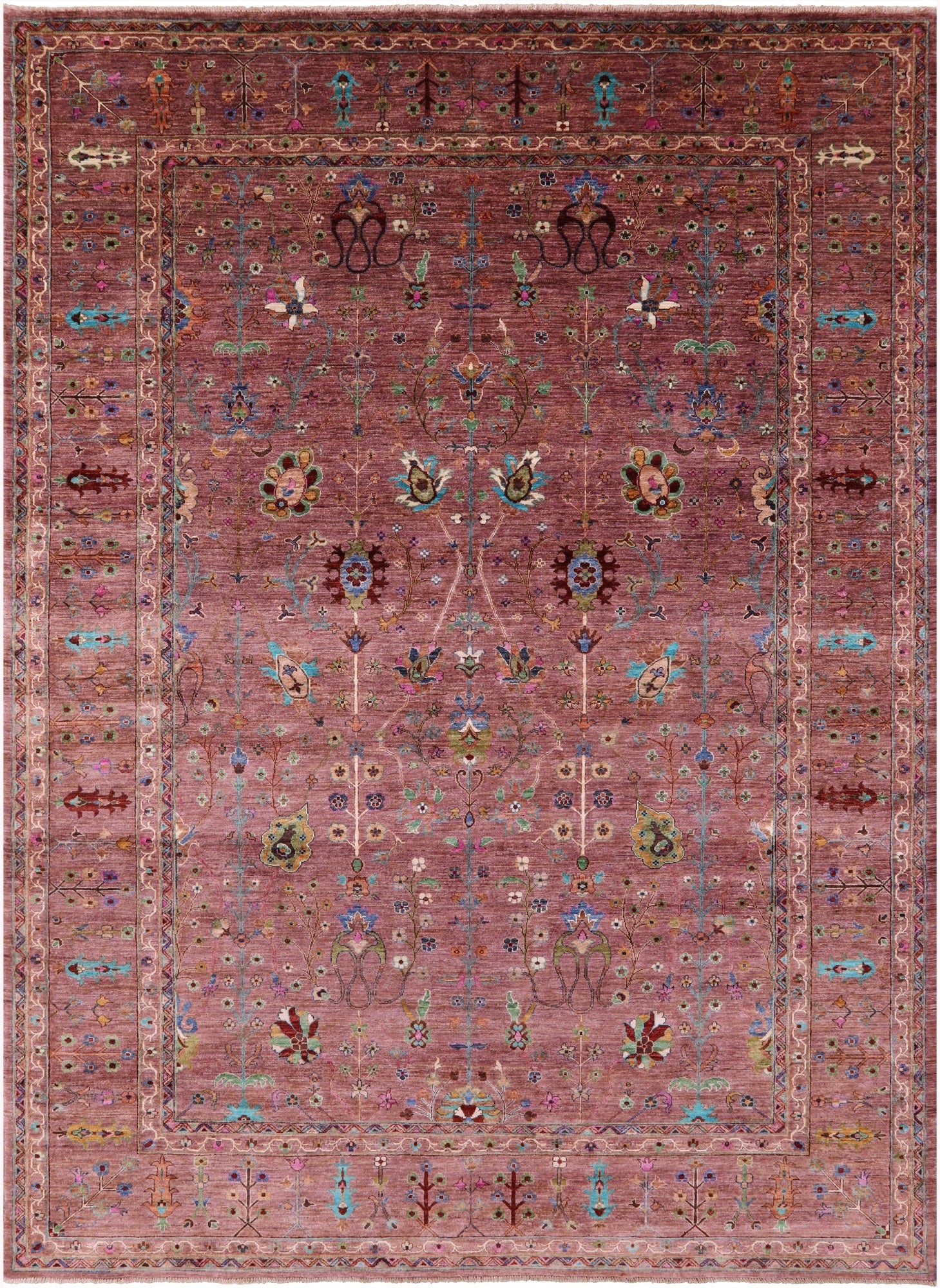 Peshawar Hand Knotted Wool Rug - 8' 10" X 12' 5" - Golden Nile