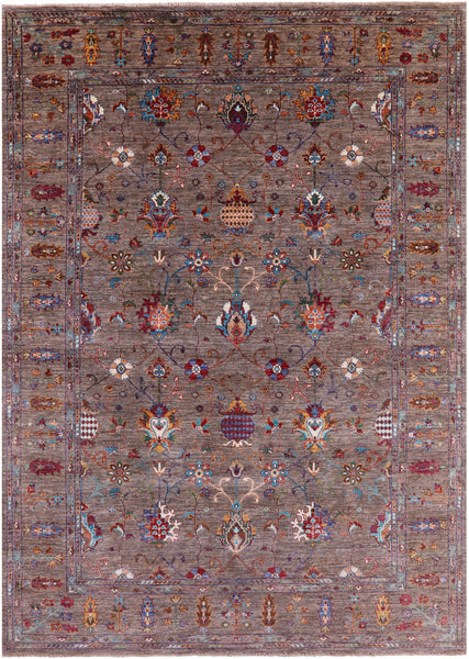 Peshawar Hand Knotted Wool Rug - 7' 0" X 10' 0" - Golden Nile