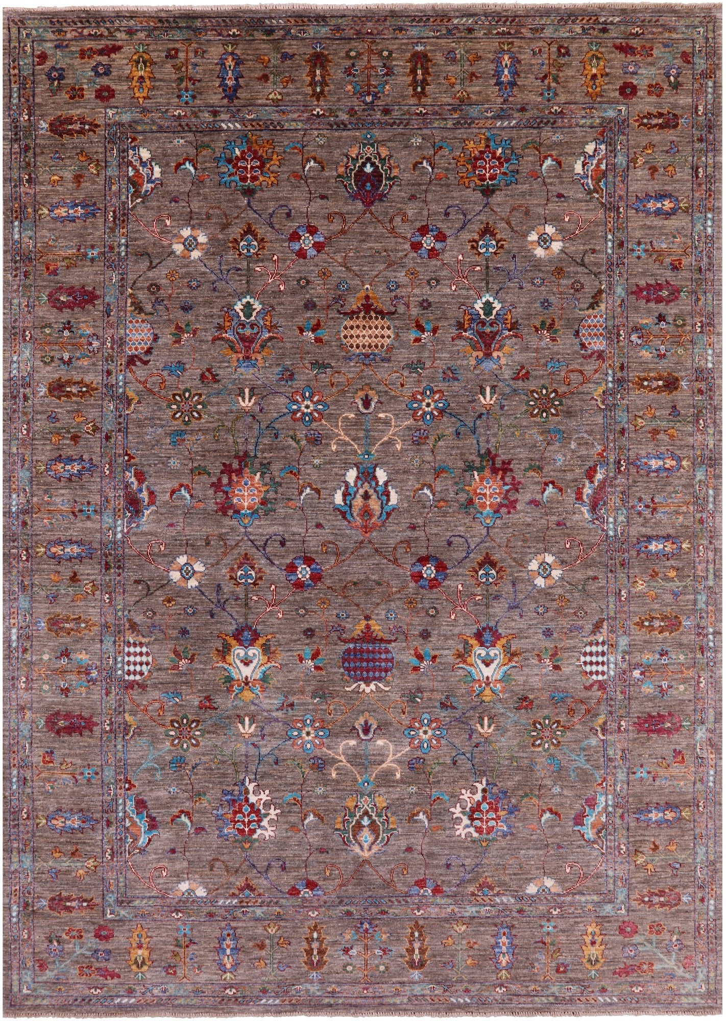 Peshawar Hand Knotted Wool Rug - 7' 0" X 10' 0" - Golden Nile