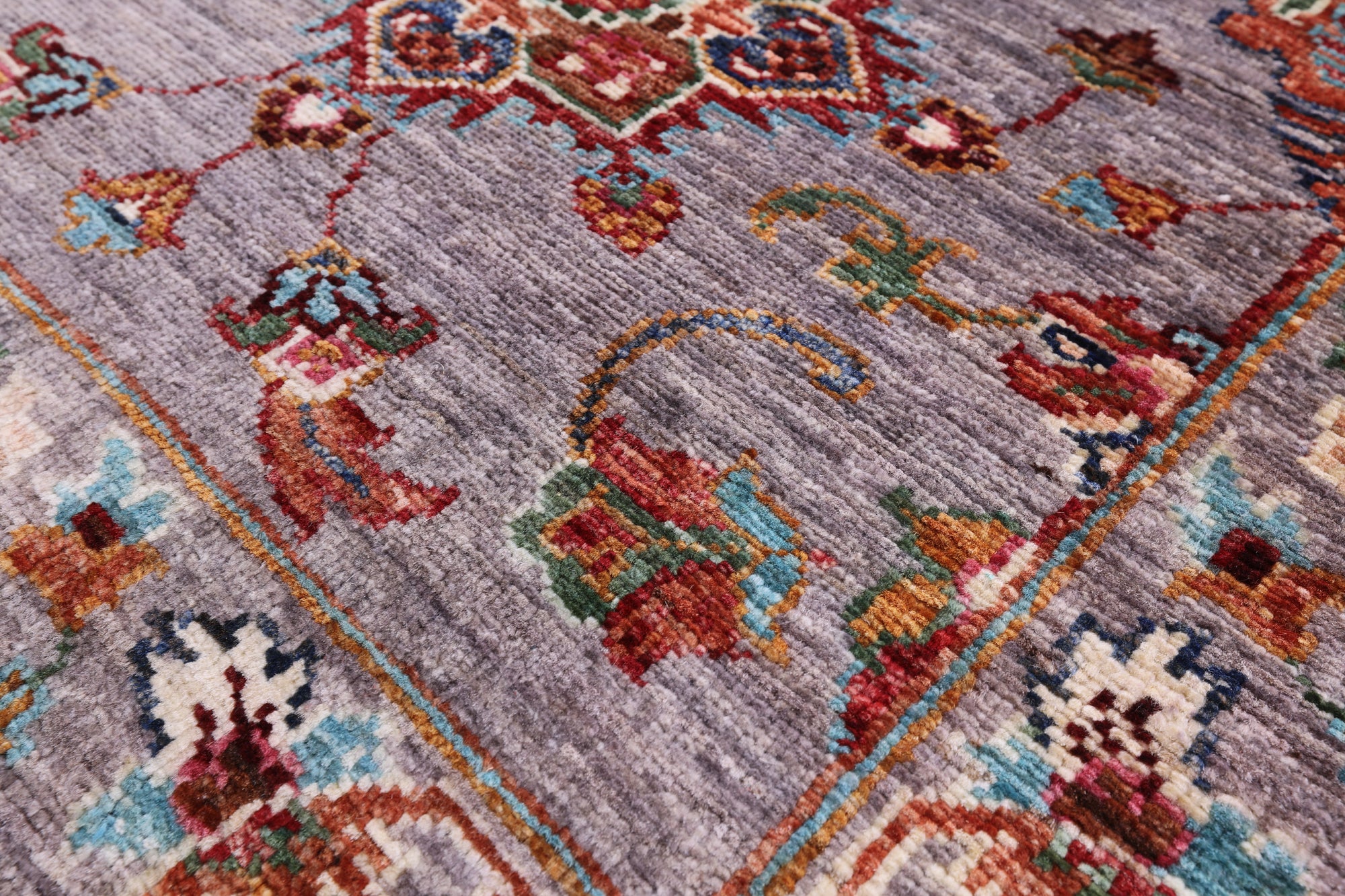 Grey Persian Tabriz Hand Knotted Wool Runner Rug - 2' 9" X 10' 1" - Golden Nile
