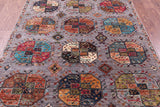 Grey Turkmen Ersari Hand Knotted Wool Rug - 5' 0" X 6' 10" - Golden Nile
