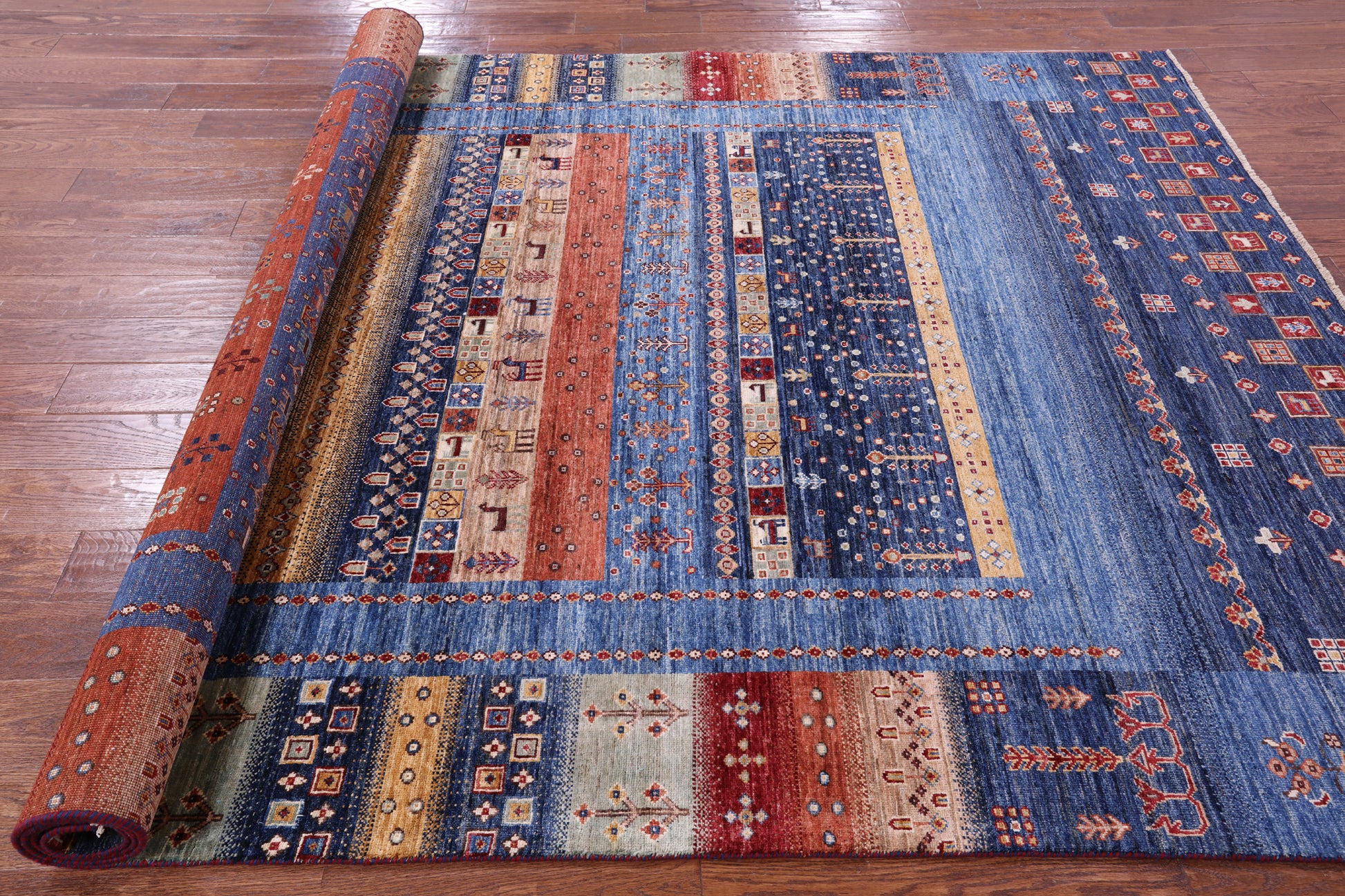 Tribal Persian Gabbeh Hand Knotted Wool Rug - 6' 9" X 10' 0" - Golden Nile