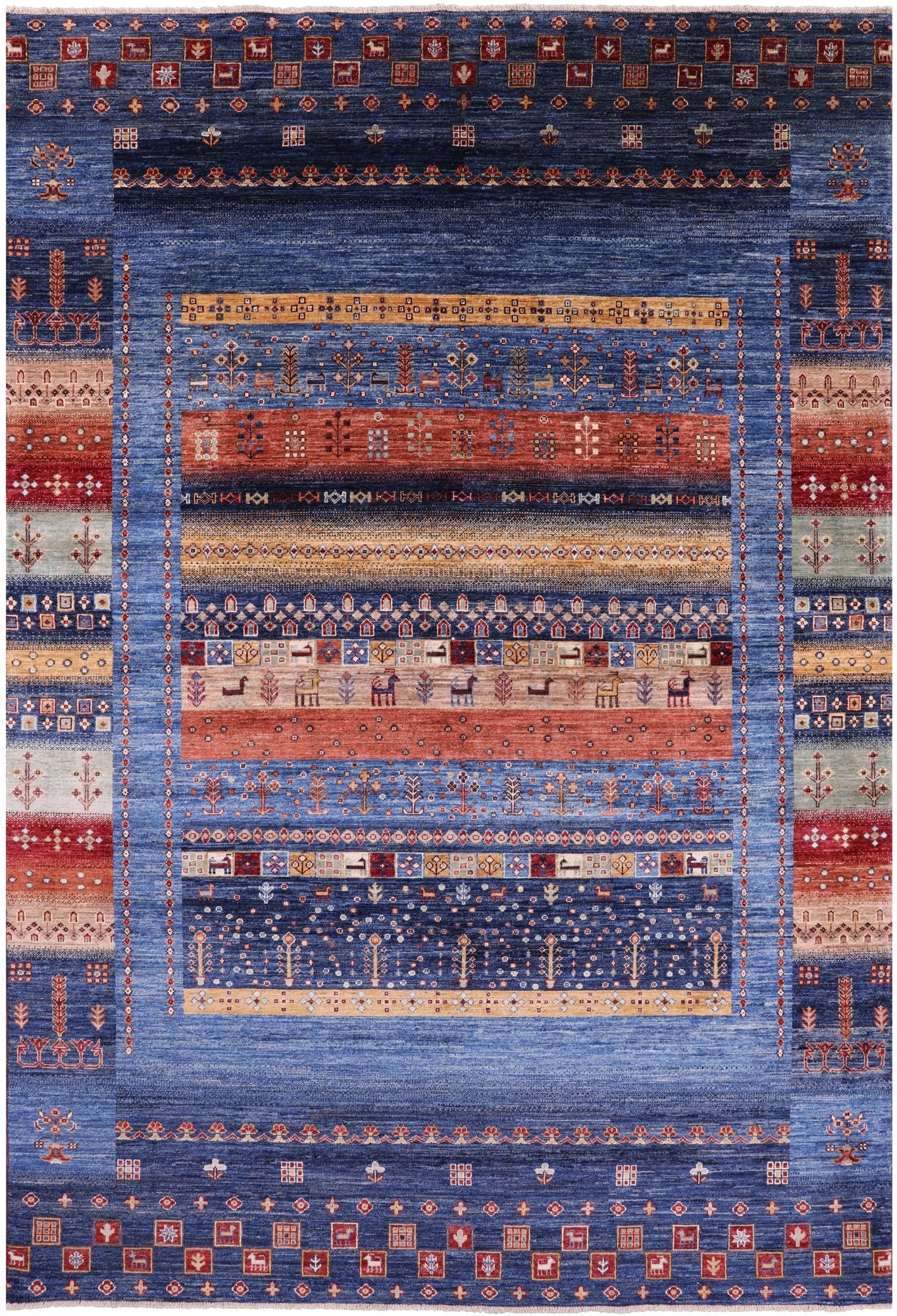 Tribal Persian Gabbeh Hand Knotted Wool Rug - 6' 9" X 10' 0" - Golden Nile