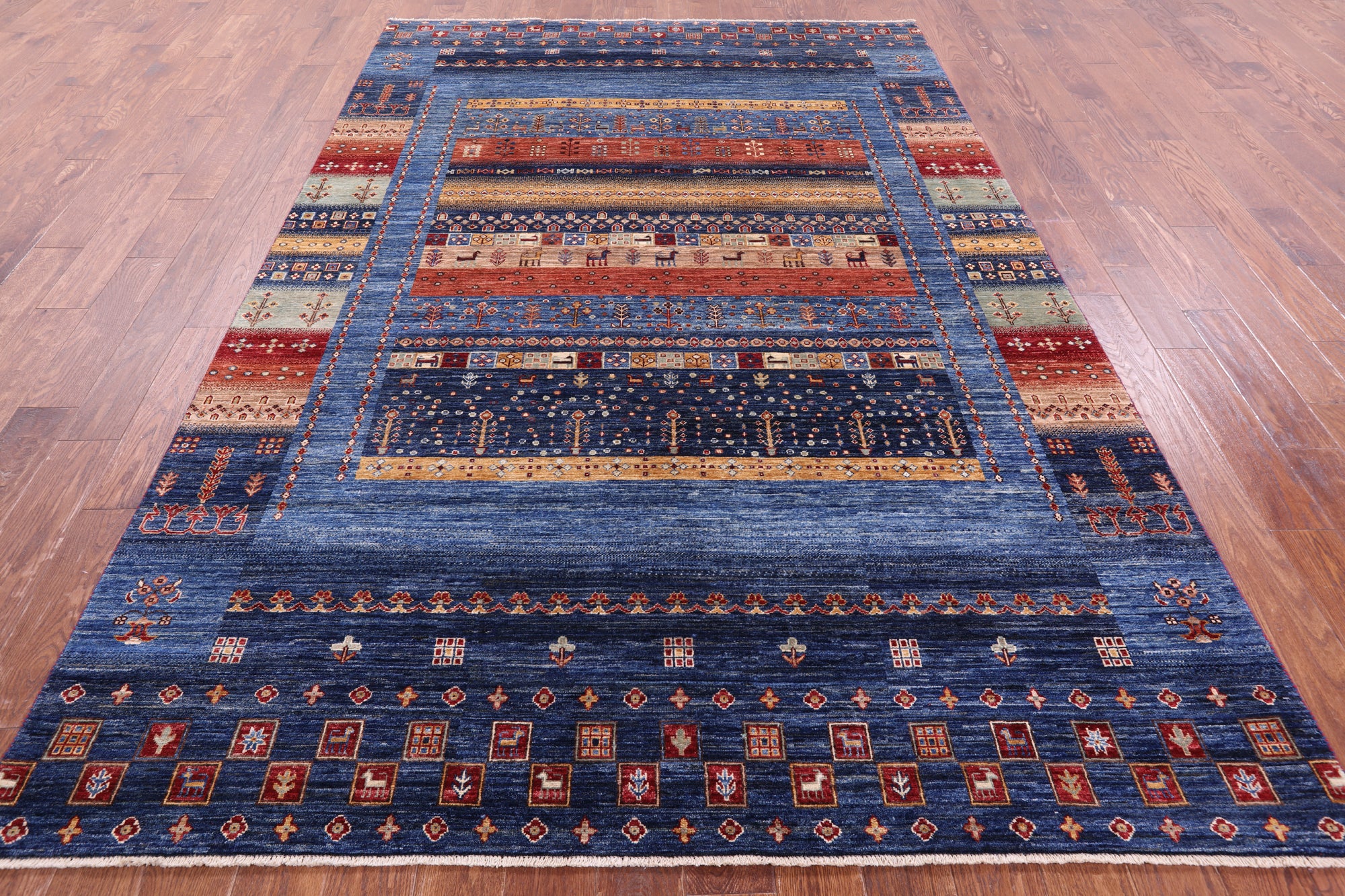 Tribal Persian Gabbeh Hand Knotted Wool Rug - 6' 9" X 10' 0" - Golden Nile