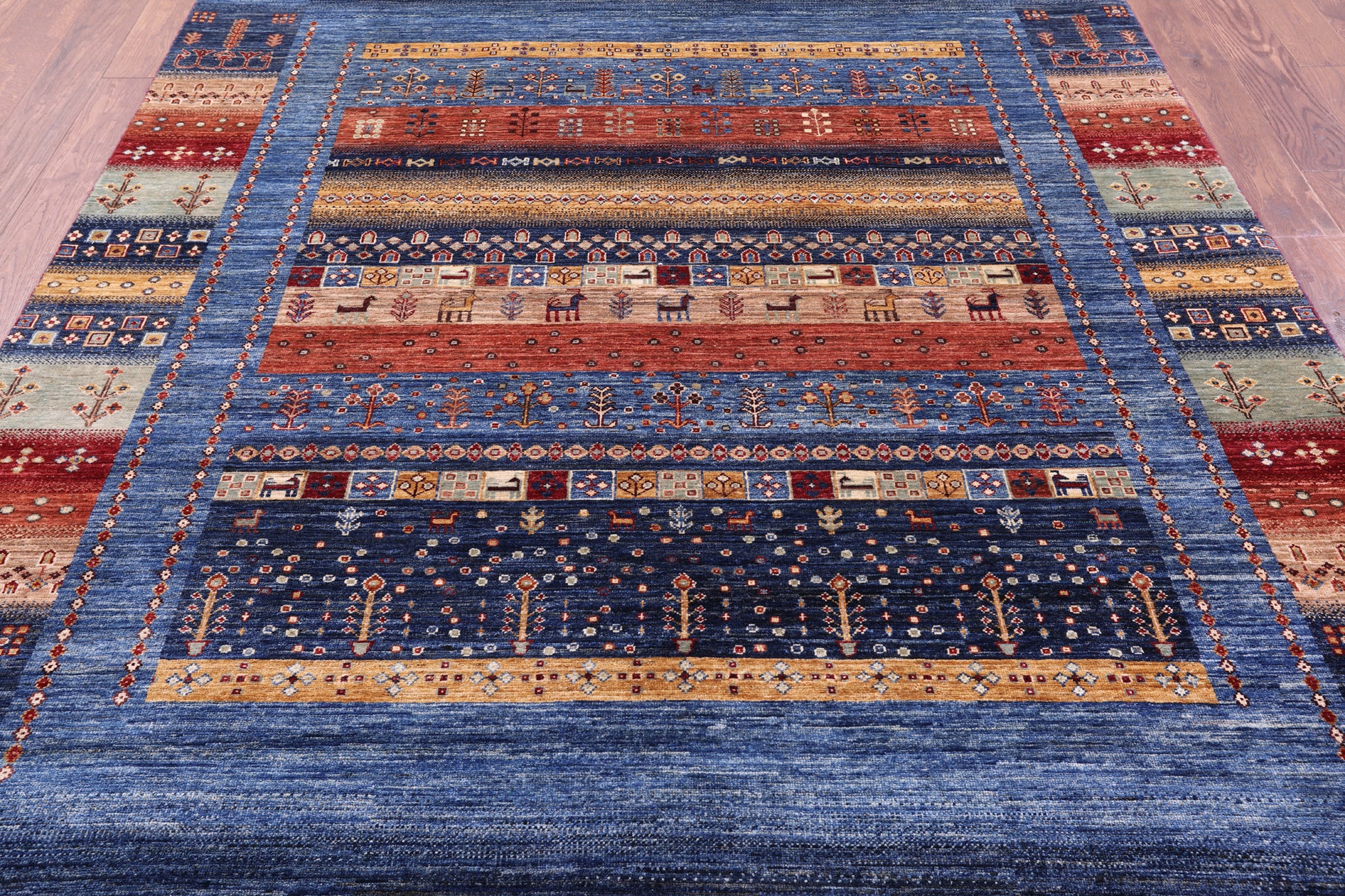 Tribal Persian Gabbeh Hand Knotted Wool Rug - 6' 9" X 10' 0" - Golden Nile