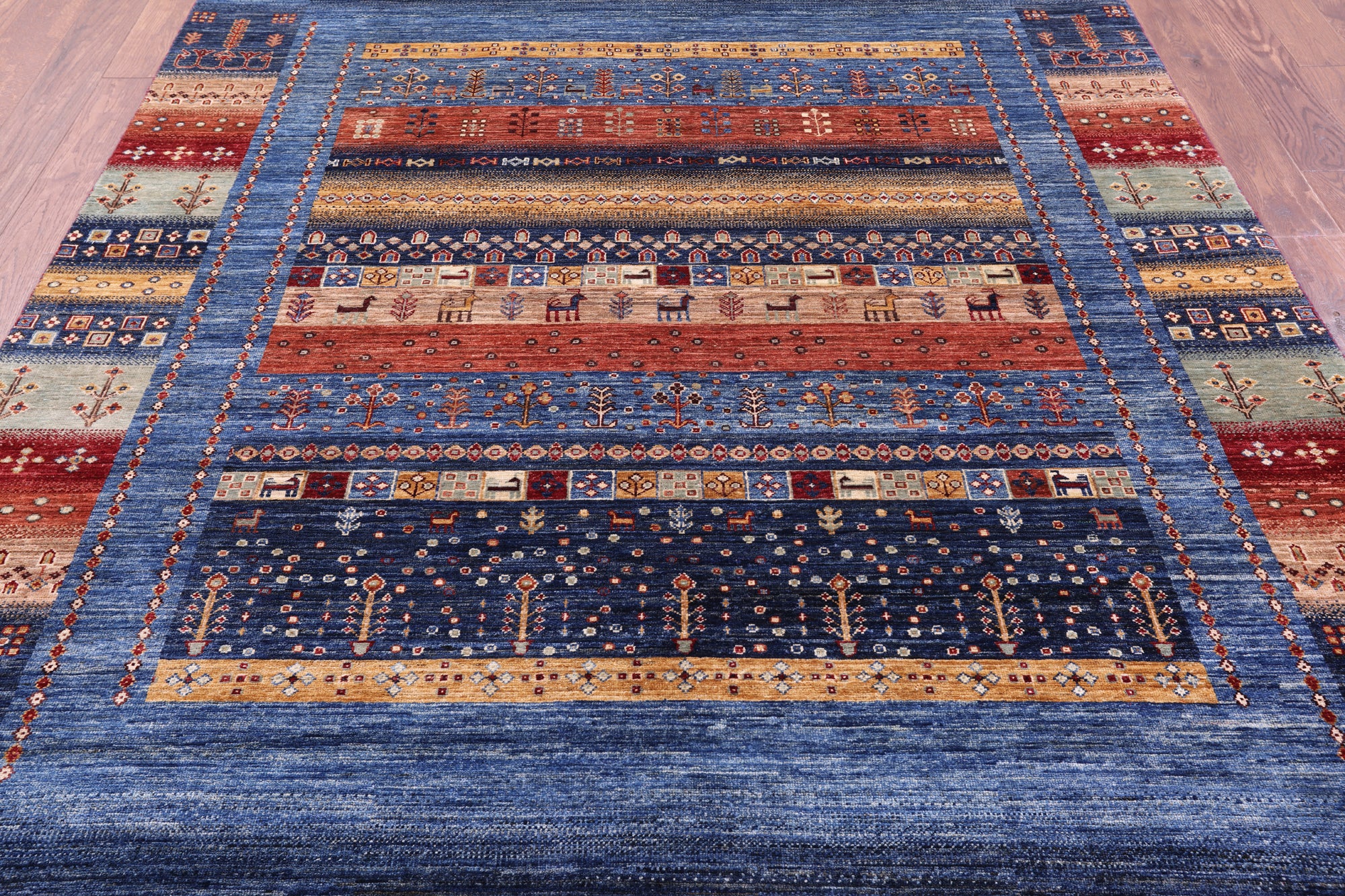 Tribal Persian Gabbeh Hand Knotted Wool Rug - 6' 9" X 10' 0" - Golden Nile