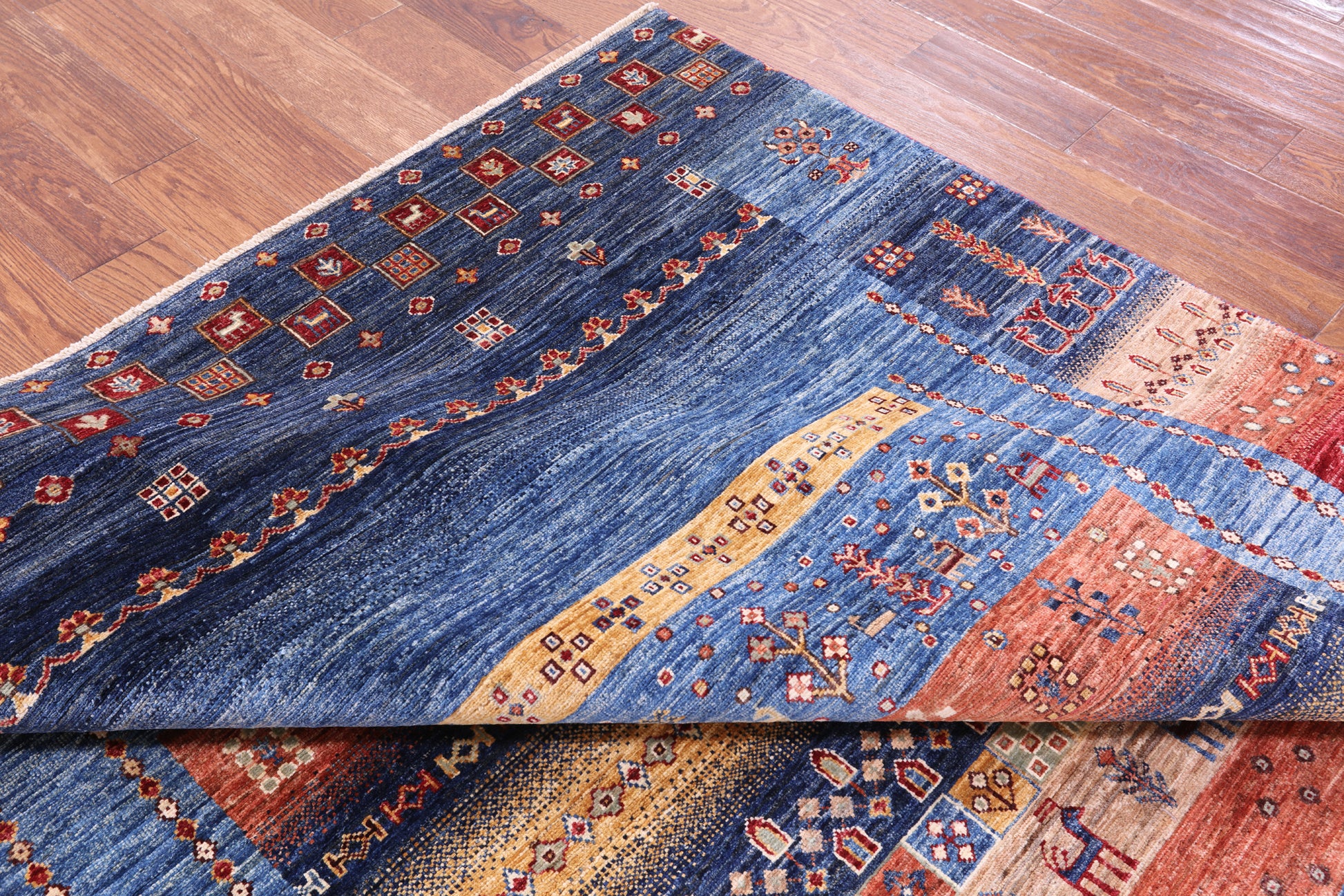 Tribal Persian Gabbeh Hand Knotted Wool Rug - 6' 9" X 10' 0" - Golden Nile