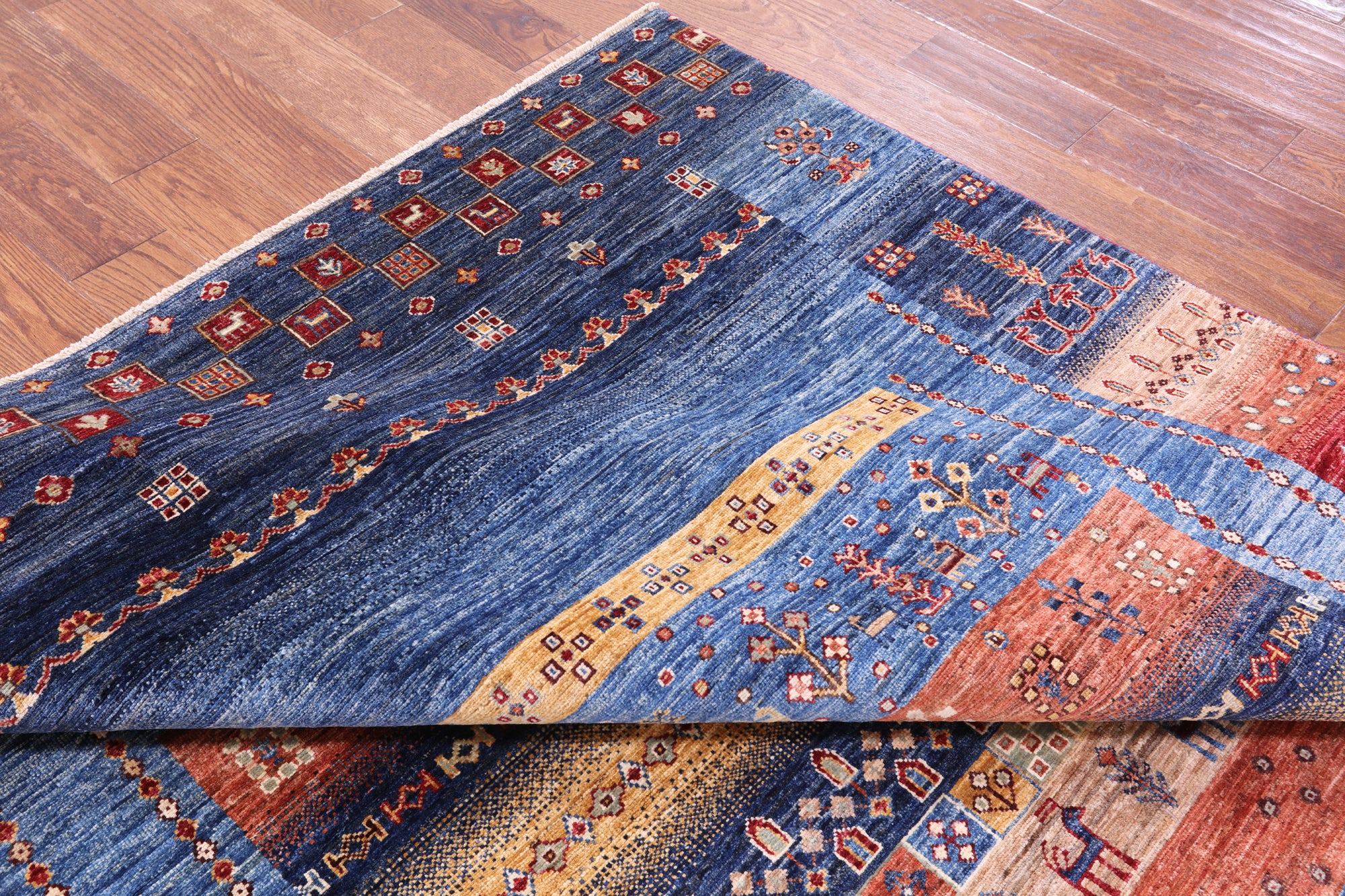 Tribal Persian Gabbeh Hand Knotted Wool Rug - 6' 9" X 10' 0" - Golden Nile