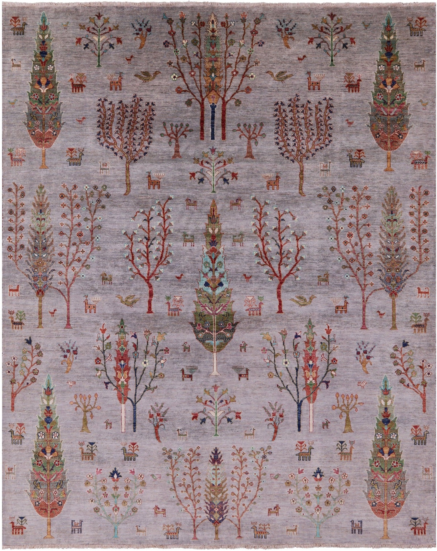 Grey Persian Gabbeh Tribal Hand Knotted Wool Rug - 8' 1" X 9' 9" - Golden Nile