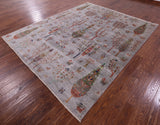 Grey Persian Gabbeh Tribal Hand Knotted Wool Rug - 8' 1" X 9' 9" - Golden Nile