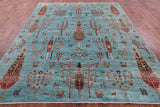Blue Tribal Persian Gabbeh Hand Knotted Wool Rug - 8' 3" X 9' 11" - Golden Nile