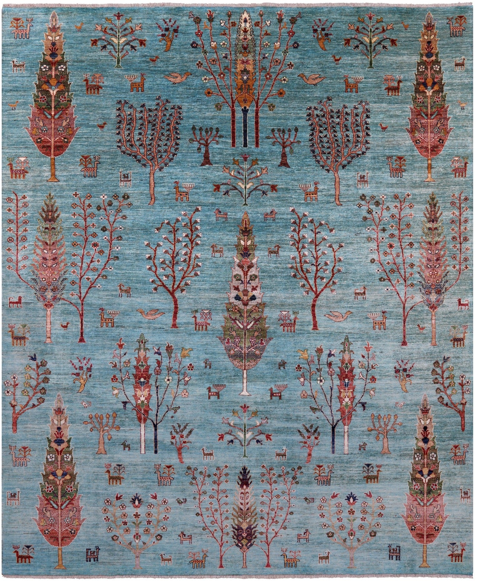 Blue Tribal Persian Gabbeh Hand Knotted Wool Rug - 8' 3" X 9' 11" - Golden Nile