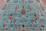 Blue Tribal Persian Gabbeh Hand Knotted Wool Rug - 8' 3" X 9' 11" - Golden Nile