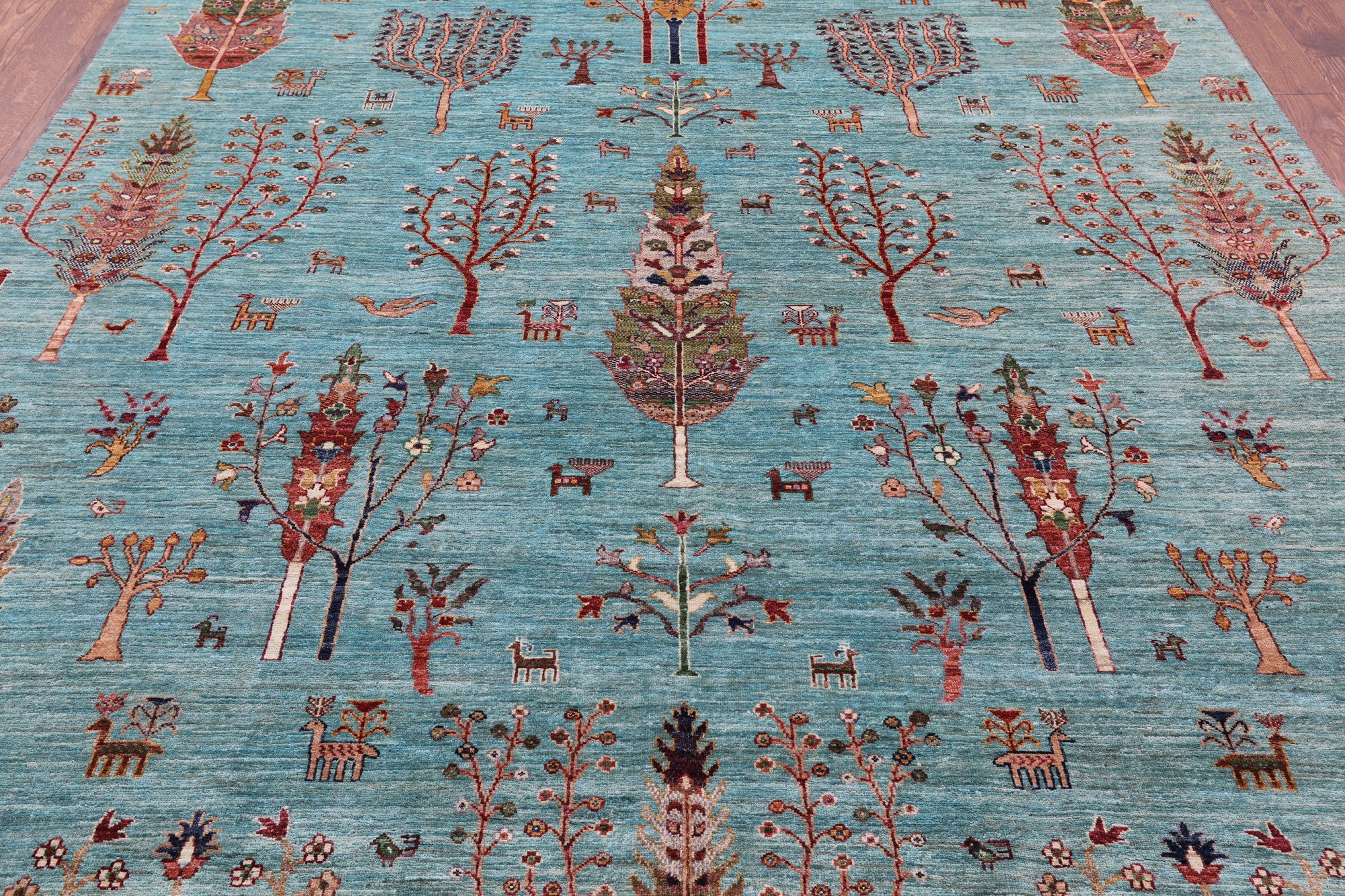Blue Tribal Persian Gabbeh Hand Knotted Wool Rug - 8' 3" X 9' 11" - Golden Nile