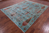 Blue Tribal Persian Gabbeh Hand Knotted Wool Rug - 8' 3" X 9' 11" - Golden Nile