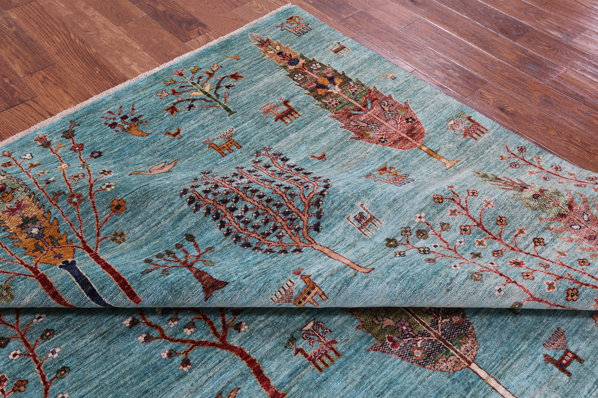 Blue Tribal Persian Gabbeh Hand Knotted Wool Rug - 8' 3" X 9' 11" - Golden Nile