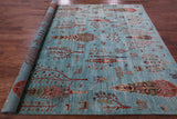Blue Tribal Persian Gabbeh Hand Knotted Wool Rug - 8' 3" X 9' 11" - Golden Nile