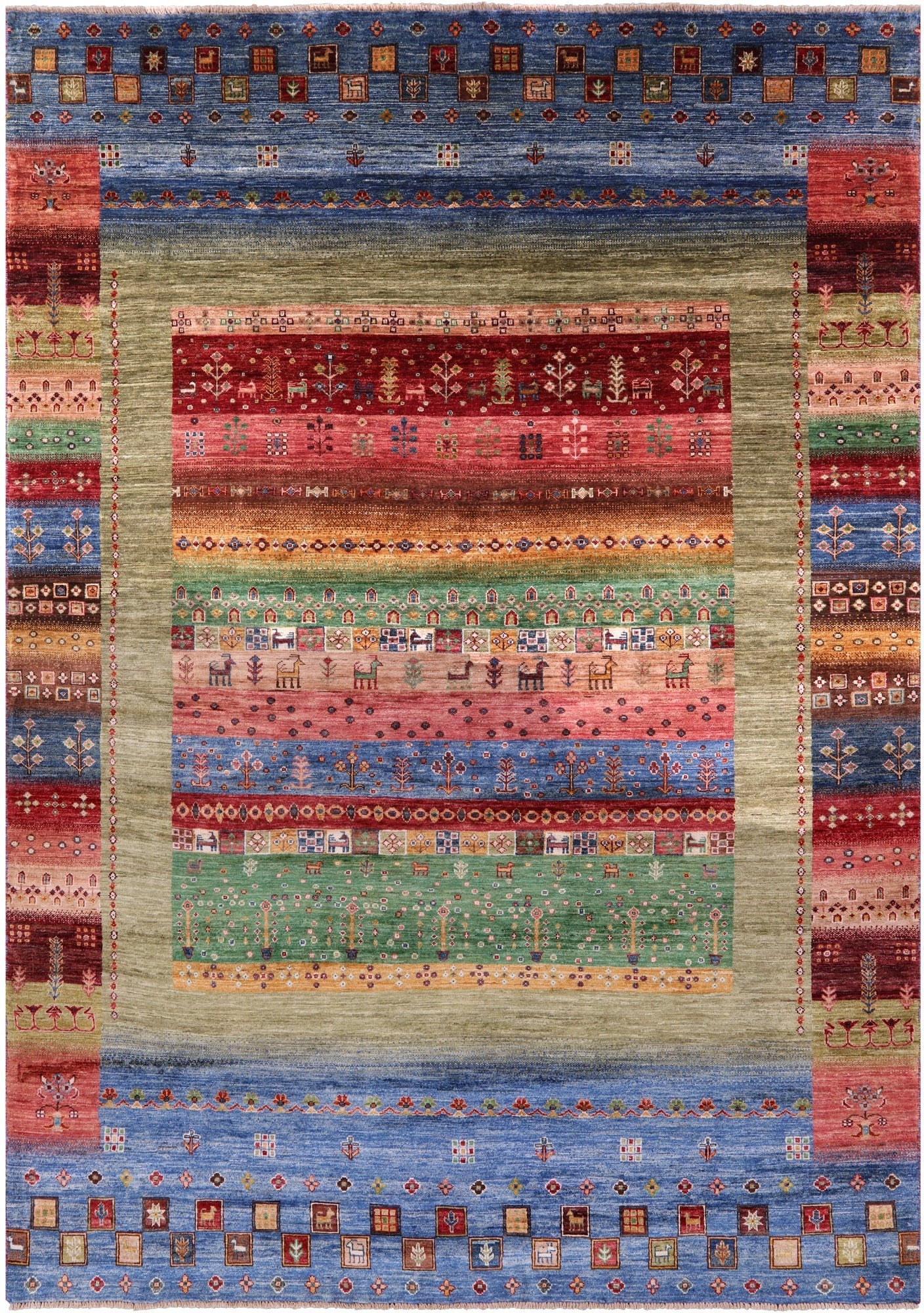 Tribal Persian Gabbeh Hand Knotted Wool Rug - 6' 6" X 9' 4" - Golden Nile