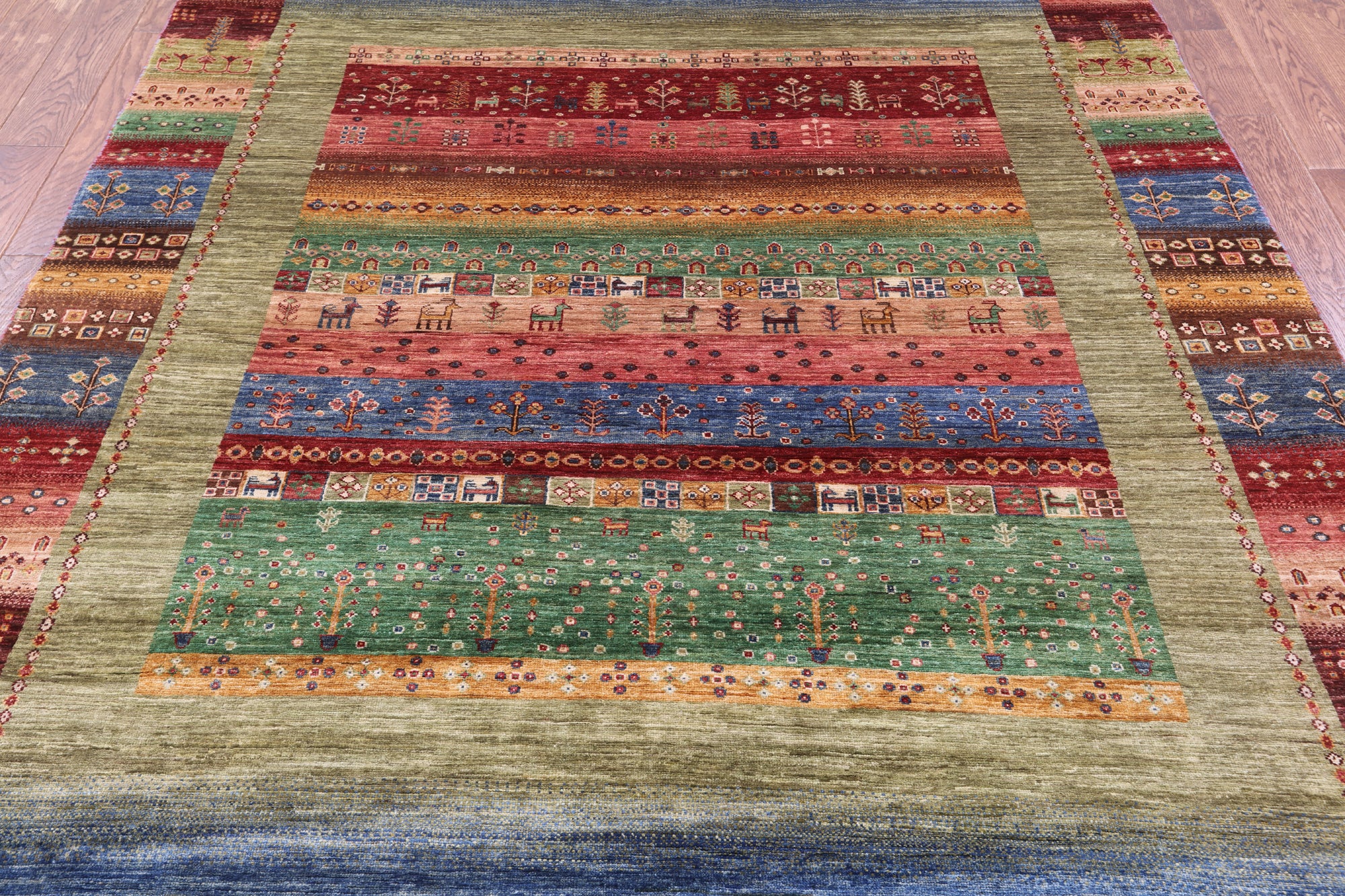 Tribal Persian Gabbeh Hand Knotted Wool Rug - 6' 6" X 9' 4" - Golden Nile